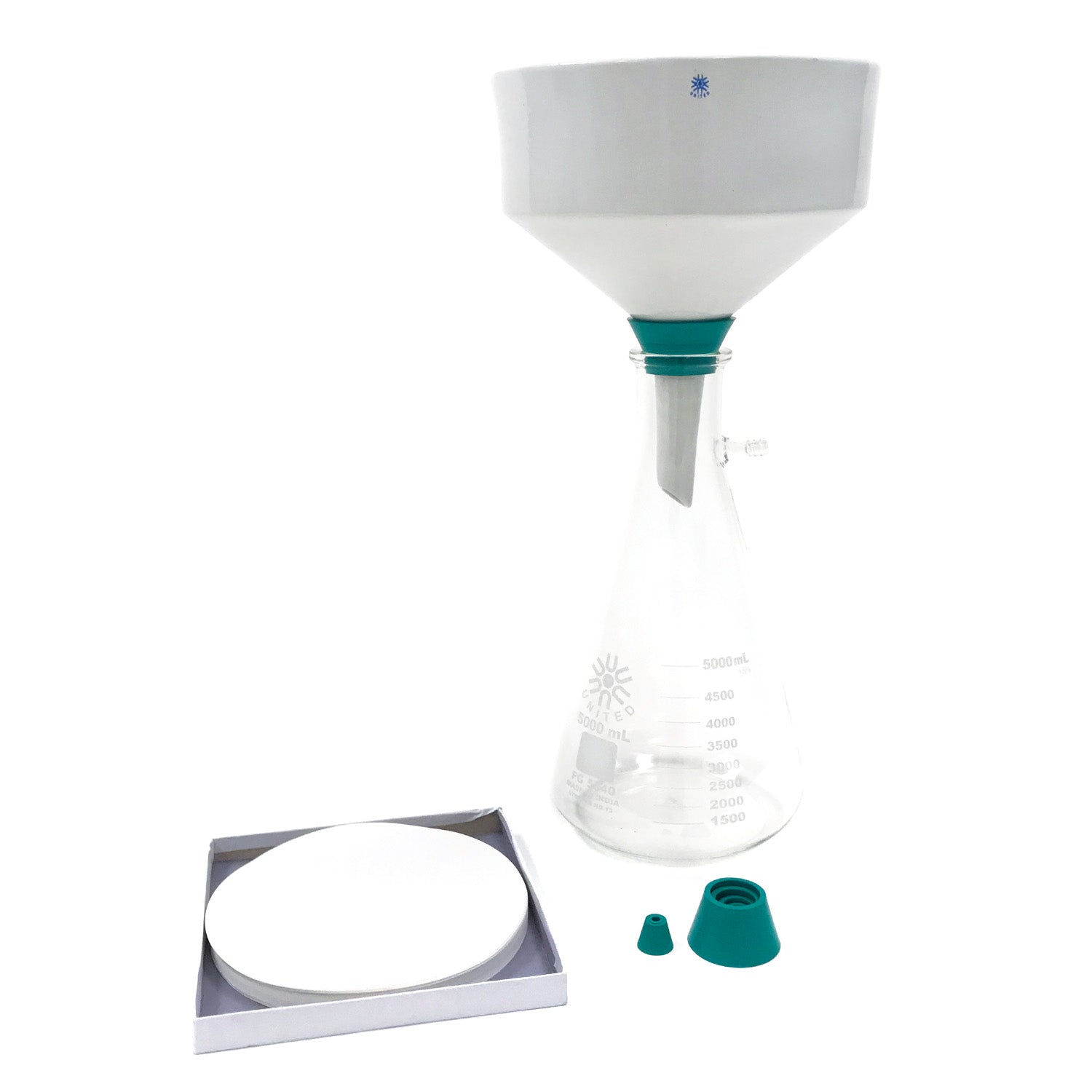 United Scientific® Winterization Lab Filtration Kit – Buchner Funnel, Borosilicate Filtering Flask & Filter Paper Set (2–10 L)