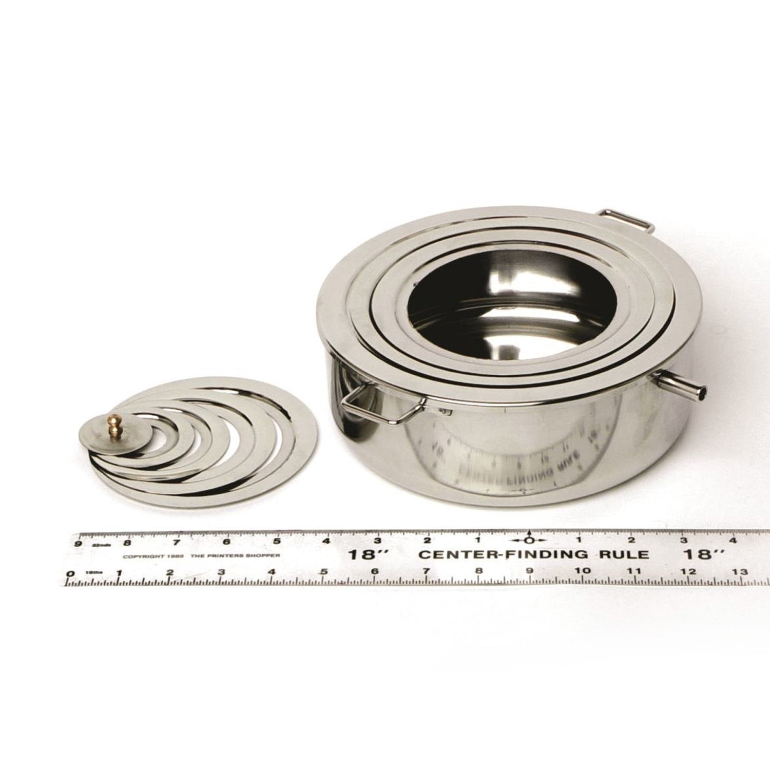 United Scientific Stainless Steel Laboratory Water Bath – 8" Diameter with 7 Concentric Ring Lid, Flat Bottom & Steam Outlet