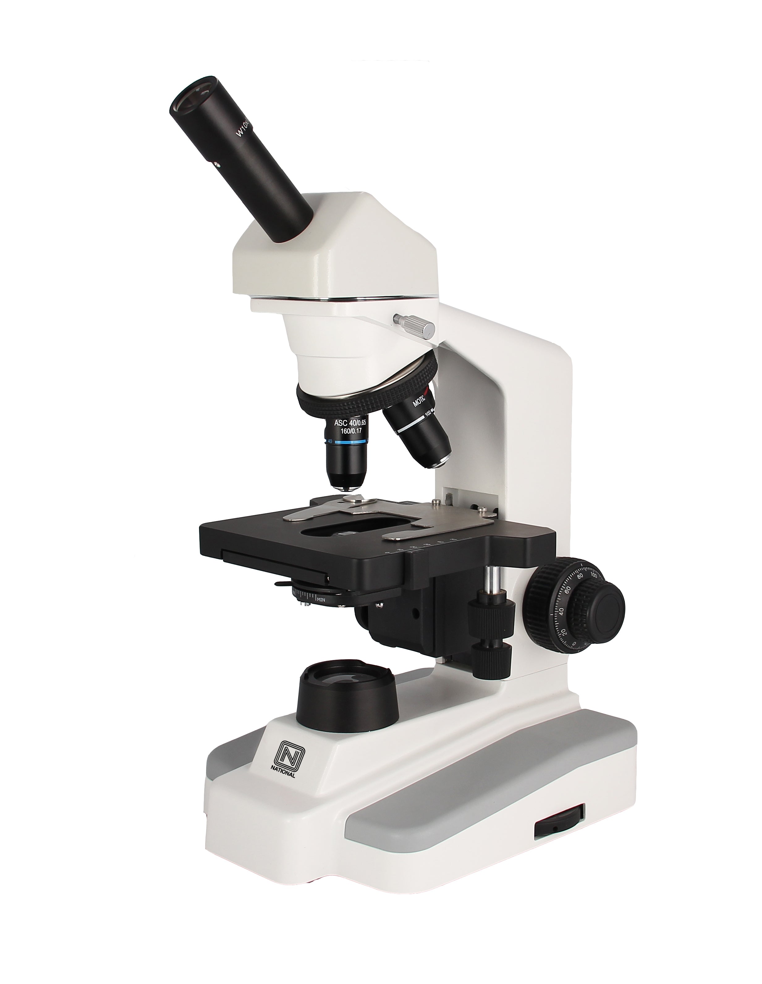 National Optical 167-ASC Monocular Compound Microscope – Corded LED Illumination, Super High Contrast Objectives, for University & Laboratory Use