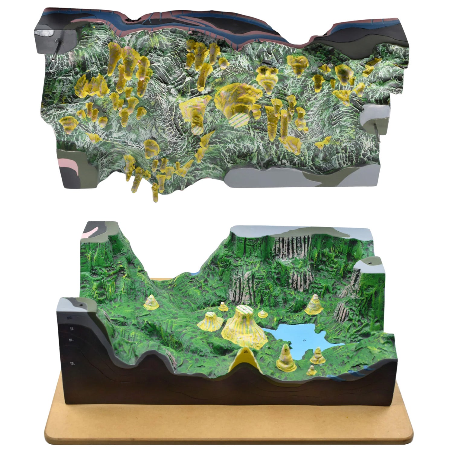 Eisco Labs Karst, Caves & Water Action Landform Model – 2-Part Geology Teaching Set with Labeled Features