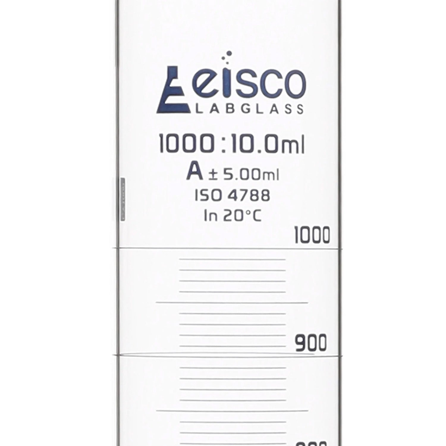 1000mL Class A Glass Graduated Cylinder with Hexagonal Base & Blue Graduations – Borosilicate 3.3, Eisco Labs