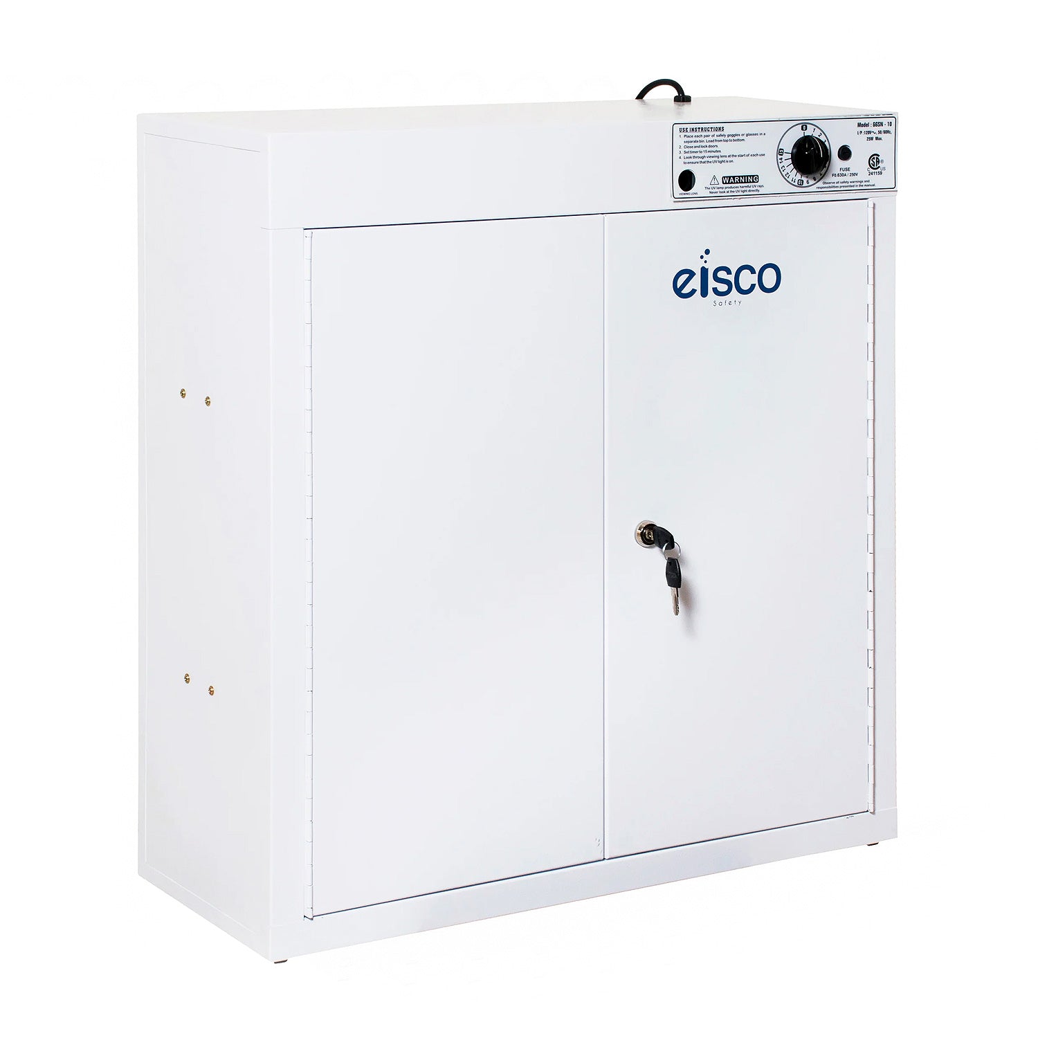 Eisco Labs UV Goggle Sanitizing Cabinet – Holds 36 Safety Goggles, Wall Mountable, Heavy Duty Steel UVGI Disinfection Unit for Science Classrooms