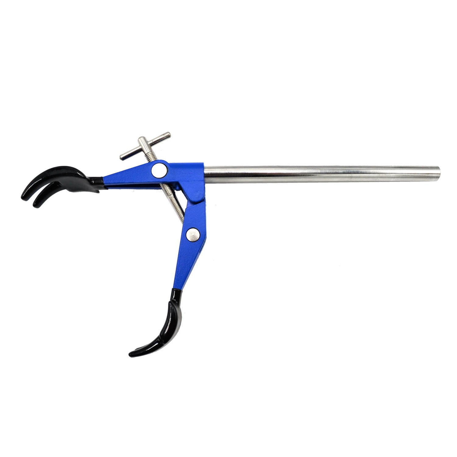 4-Prong Vinyl Coated Lab Clamp with Stainless Steel Rod – Adjustable 4.1" Opening | Laboratory Flask & Test Tube Holder