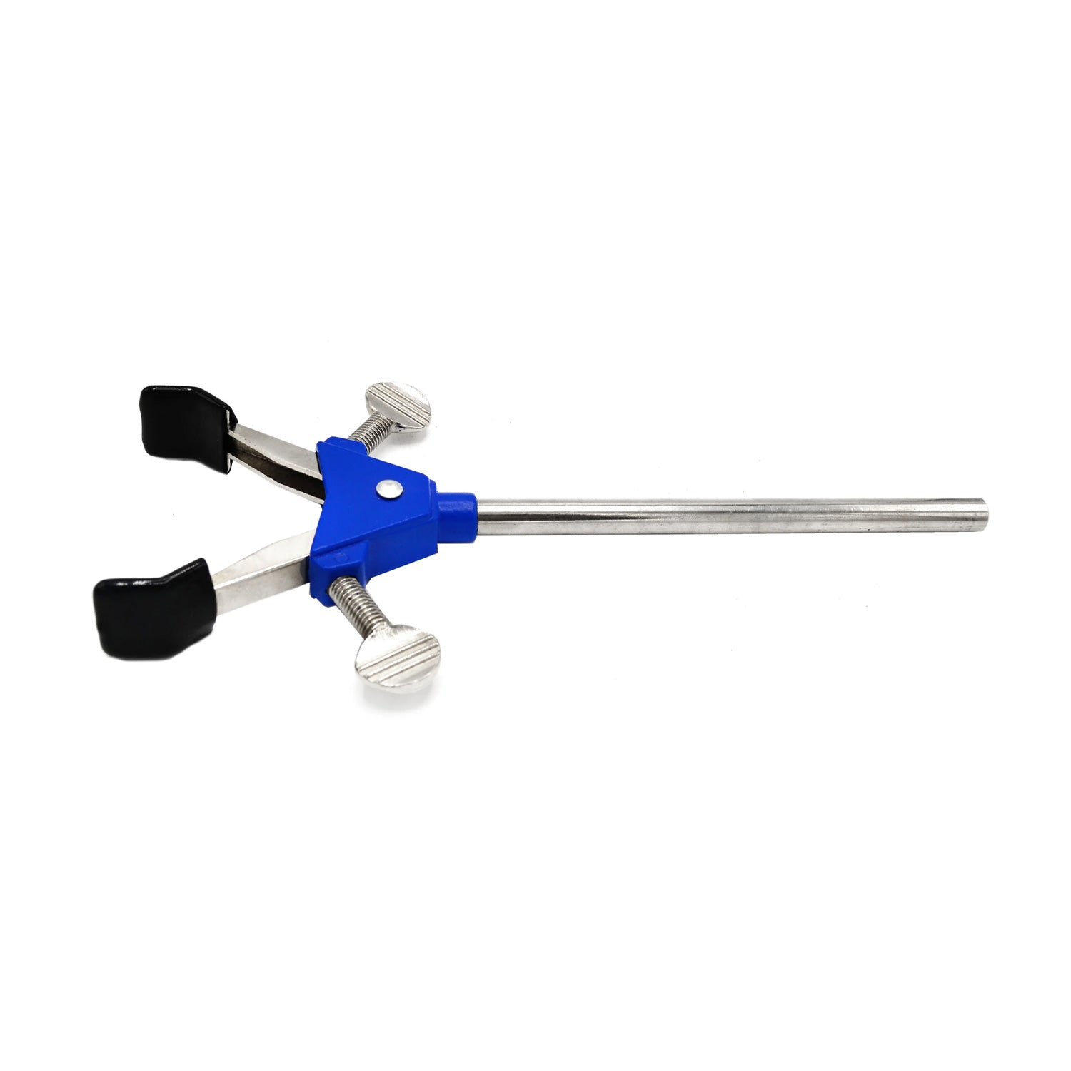 2-Finger Spring Loaded Laboratory Clamp with Stainless Steel Rod – 2.75" Max Opening, Vinyl Coated Prongs, Heavy Duty Lab Clamp for Beakers, Flasks & Test Tubes