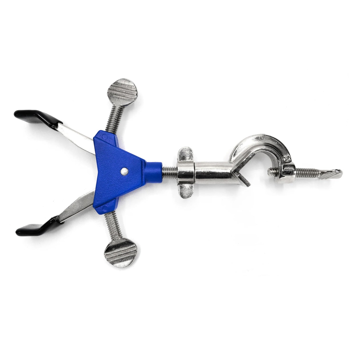 2-Finger Spring Loaded Lab Clamp with Swivel Bosshead – 2.75" Opening, Vinyl Coated Prongs, Zinc Alloy Construction