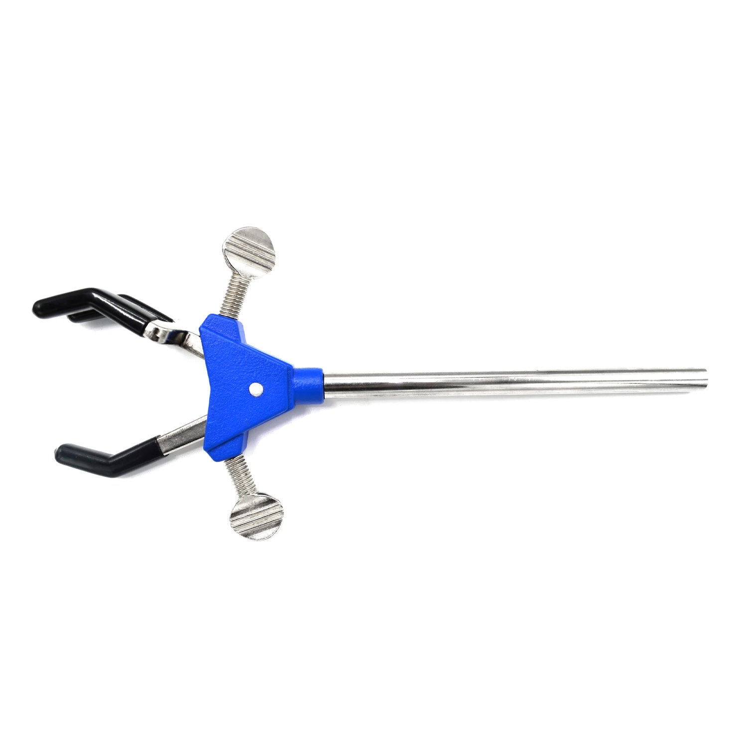 3-Finger Adjustable Lab Clamp with Stainless Steel Rod – Vinyl Coated Prongs, 2.3" Max Opening – Heavy Duty Laboratory Support Stand Clamp