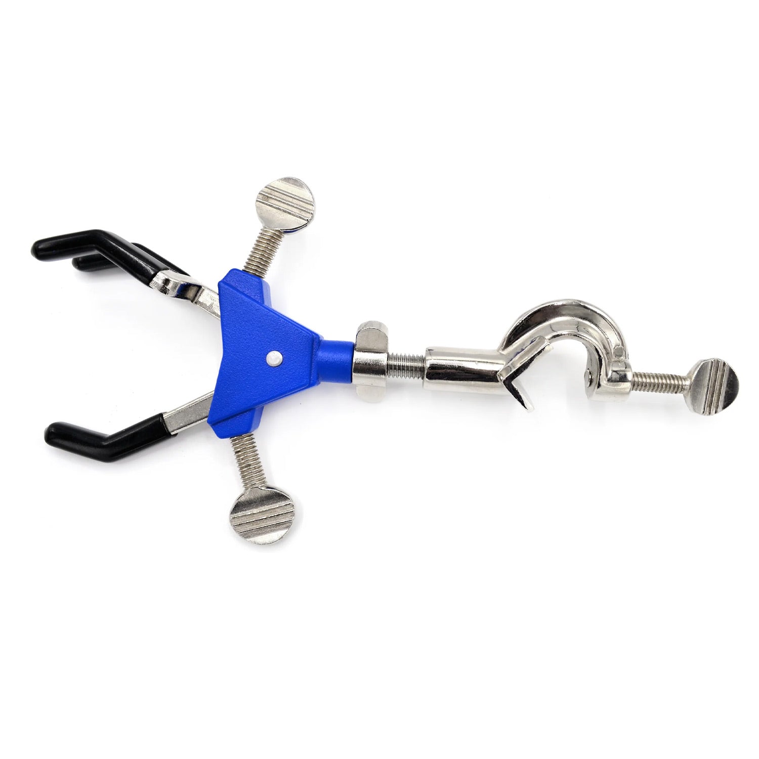 3-Finger Adjustable Lab Clamp with Swivel Bosshead – Heavy-Duty Zinc Alloy, Vinyl-Coated Jaws, 2.4" Opening for Beakers, Flasks & Test T