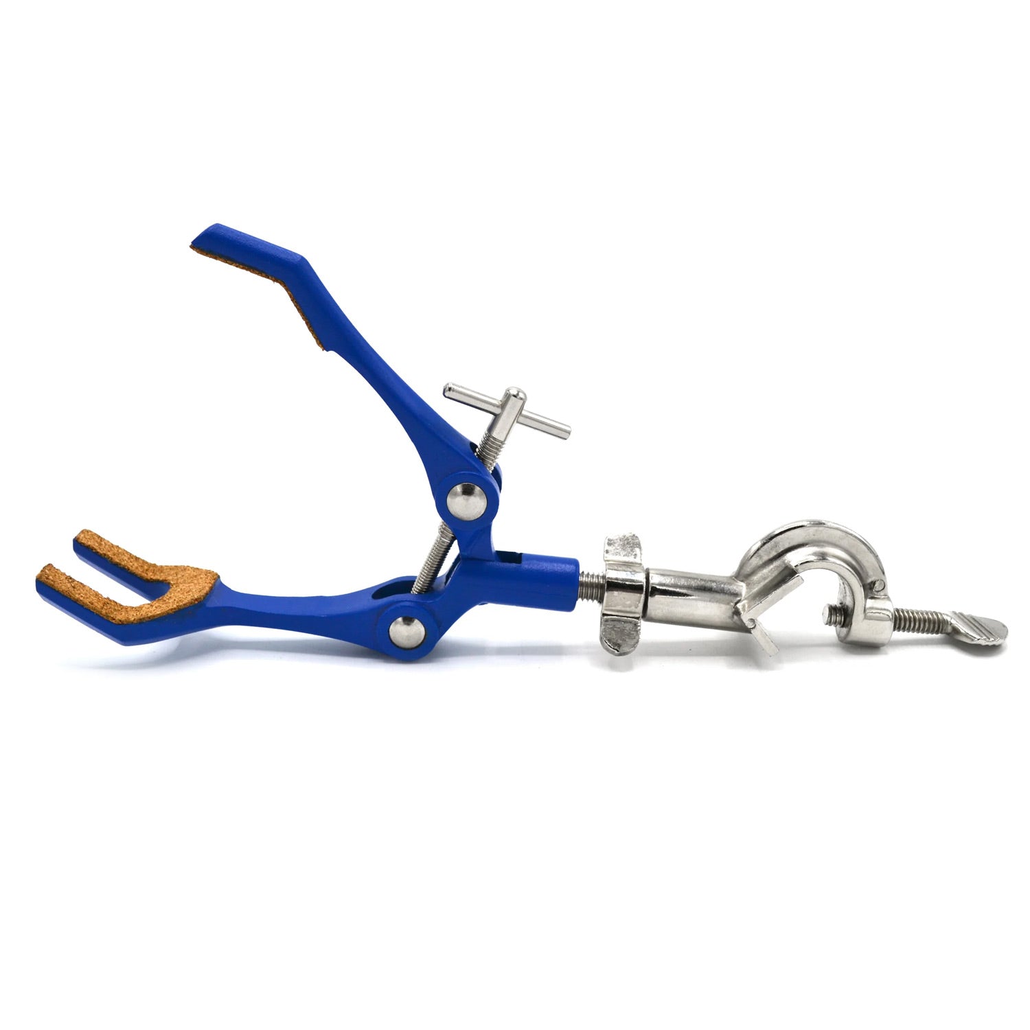 3-Finger Cork Lined Extension Clamp with Swivel Bosshead – 3.4" Max Opening, Zinc Alloy Lab Clamp for Flasks, Beakers & Test Tubes