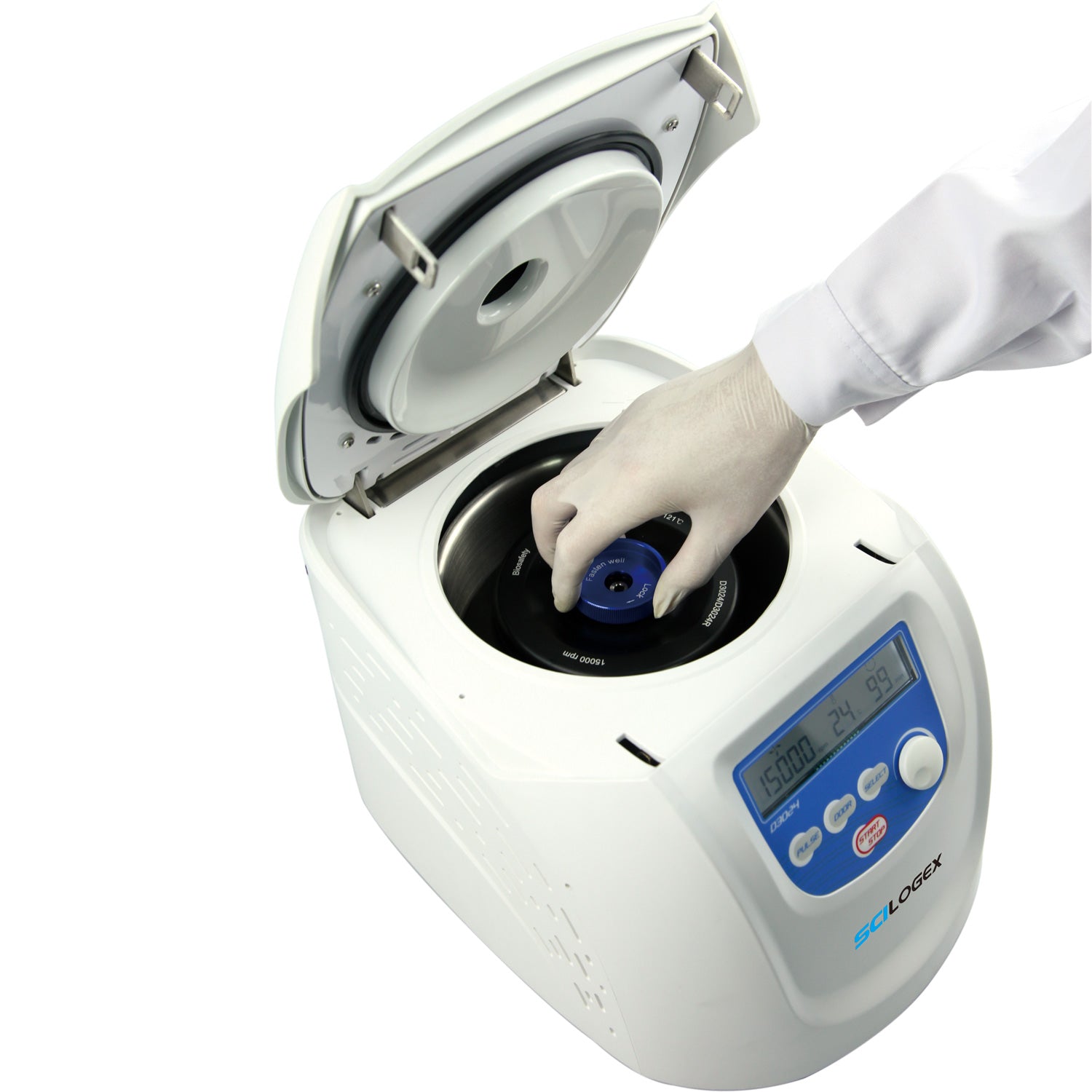 SCILOGEX SCI24 High-Speed Micro-Centrifuge – 24-Place Rotor for 1.5/2.0mL Tubes, 200–15,000 RPM, Brushless Motor, LCD Display
