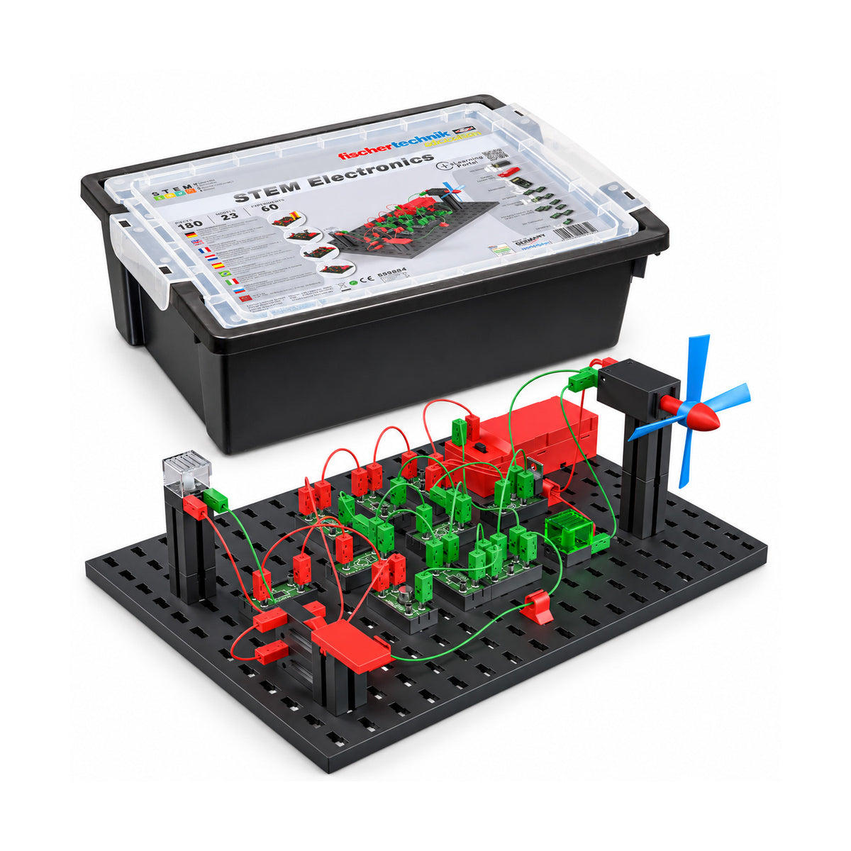 fischertechnik STEM Electronics Kit – 180-Piece Educational Circuit Building Set with 23 Models & 60 Experiments