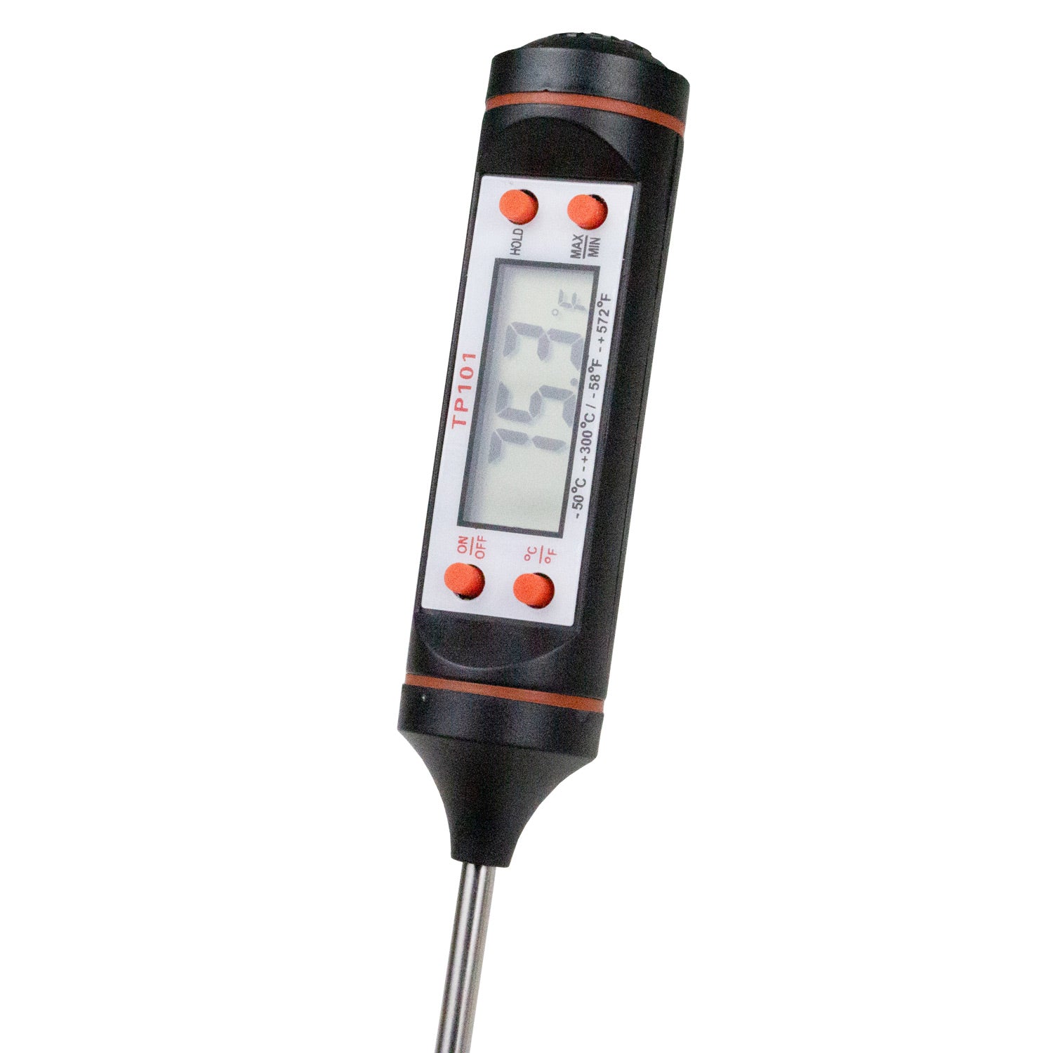 United Scientific® Digital Thermometer with Stainless Steel Probe – Wide Range -50°C to 300°C (-58°F to 572°F)