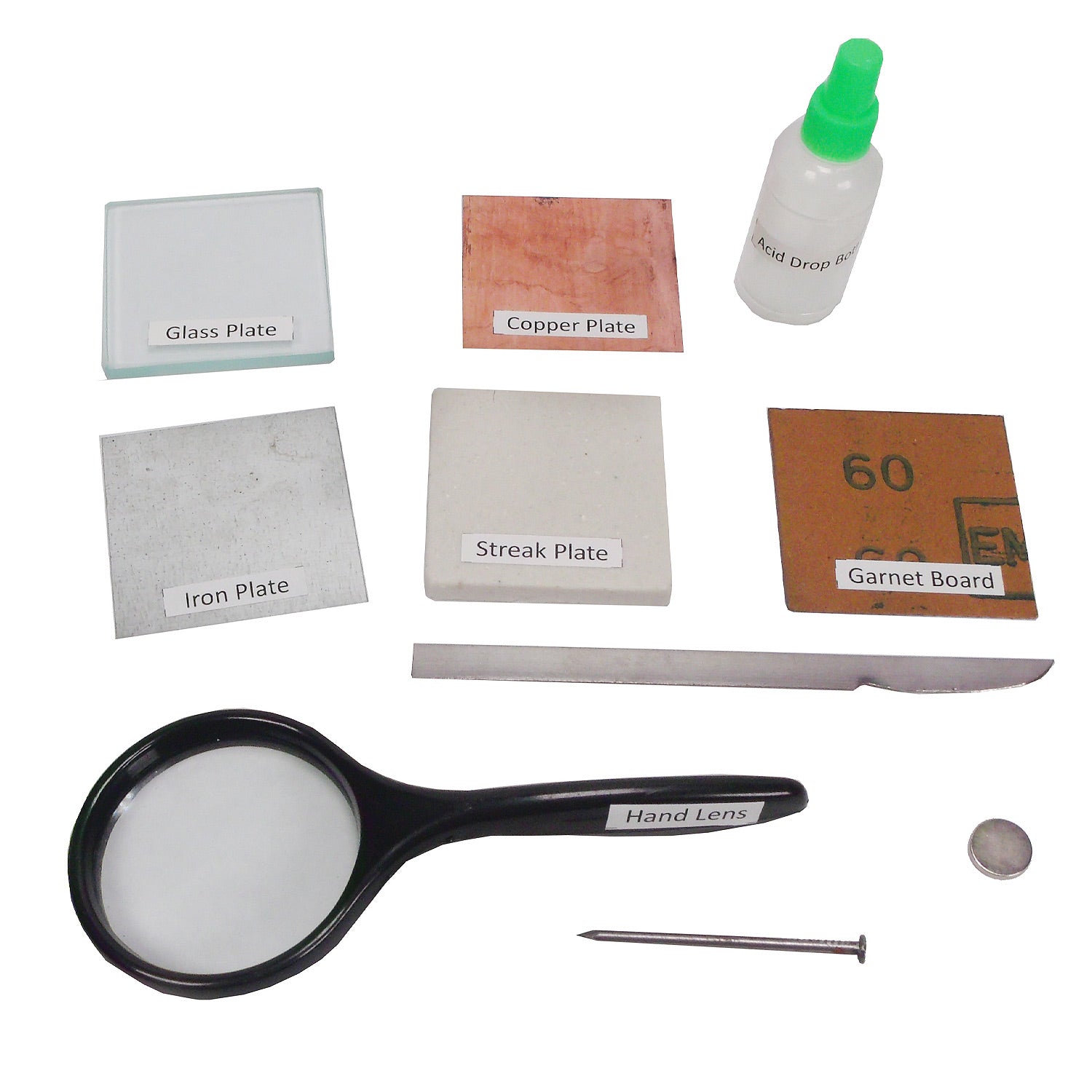 United Scientific® Mineral Activity Kit – 20 Specimen Geology Set with Tools for Mohs Hardness, Streak, and Magnetism Tests