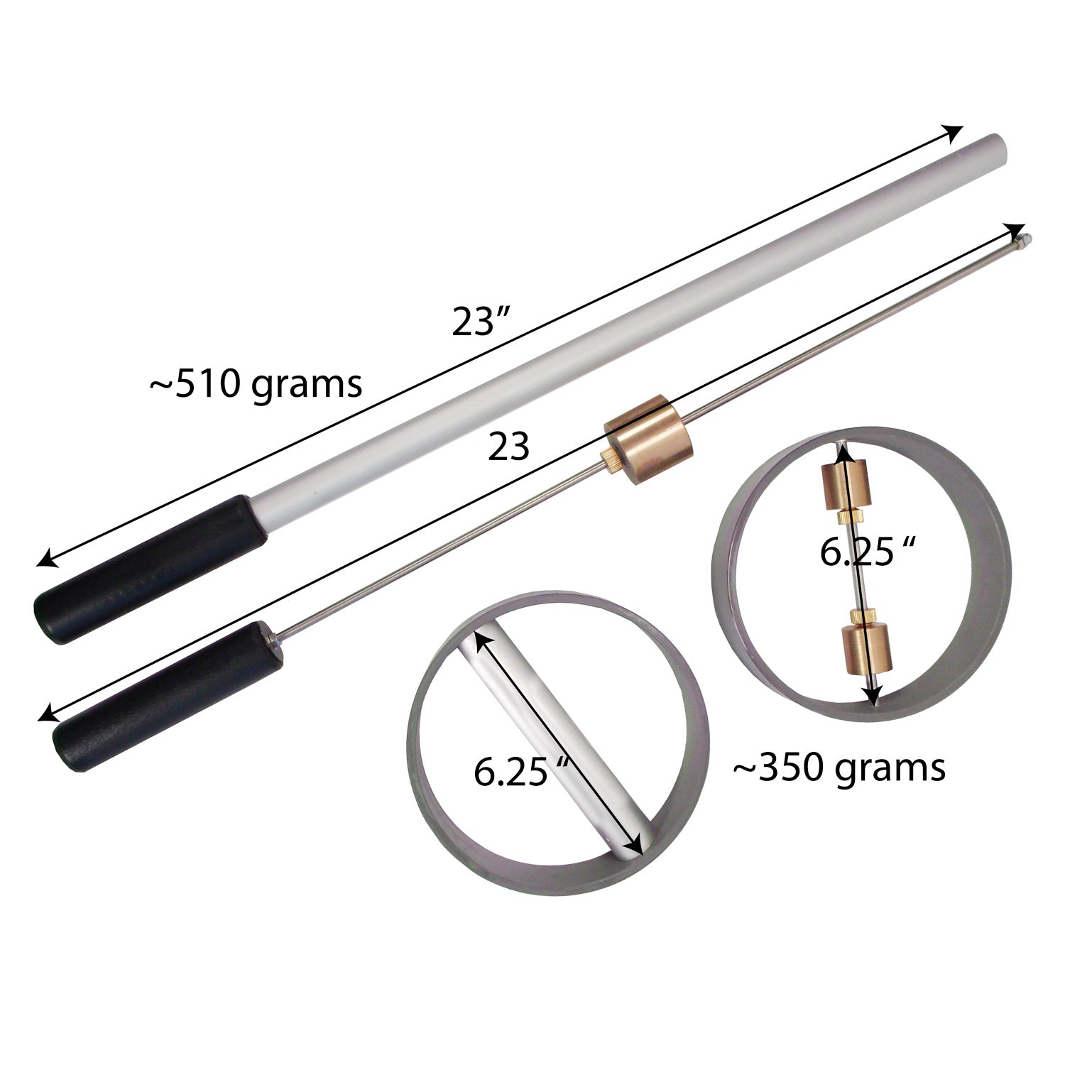 United Scientific® Moment of Inertia Kit – Physics Demonstration with Adjustable Mass Wands & Rings, Classroom STEM Learning Set