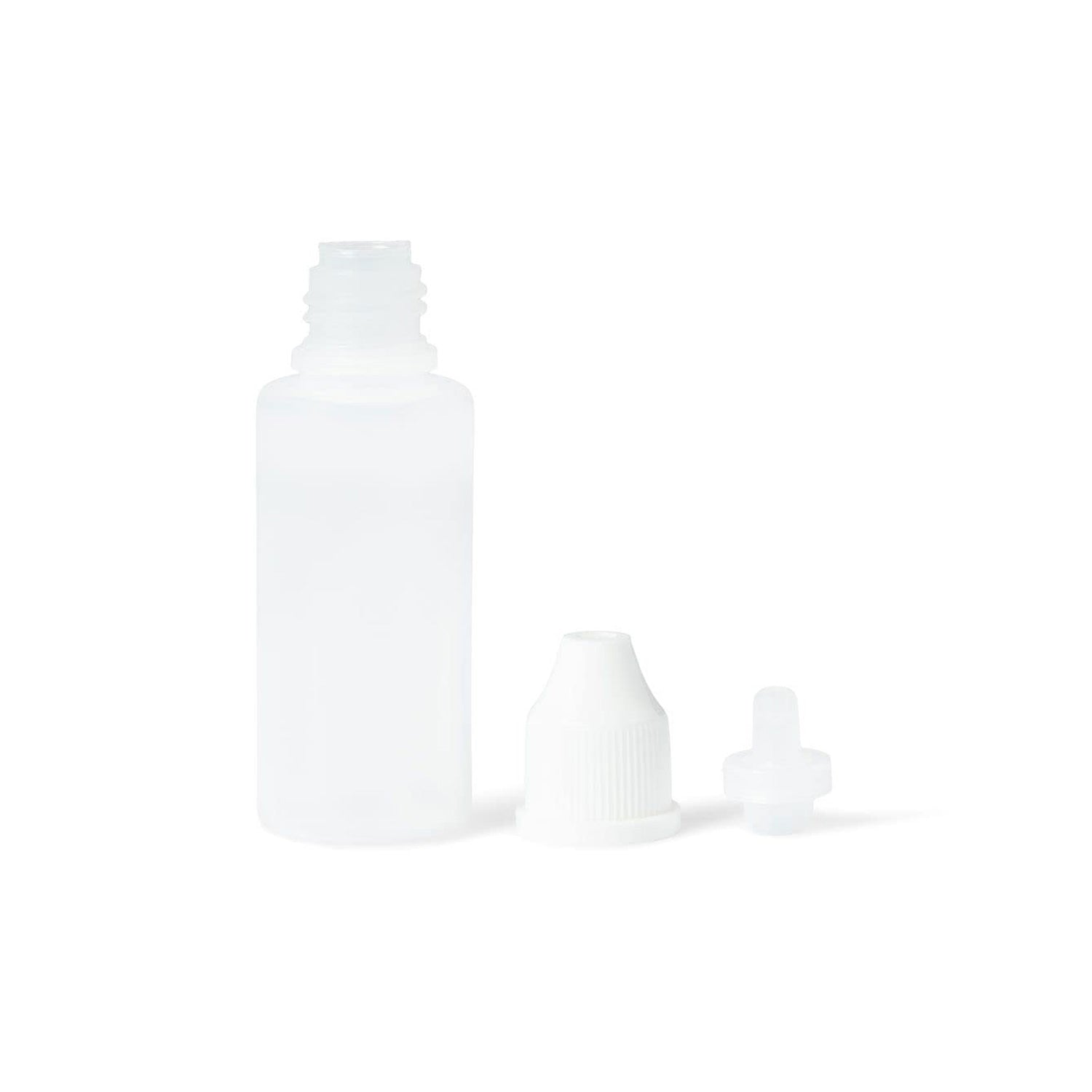 15mL LDPE Dropper Bottles (Unassembled) – Pack of 24 | United Scientific® Lab-Grade, Translucent Plastic
