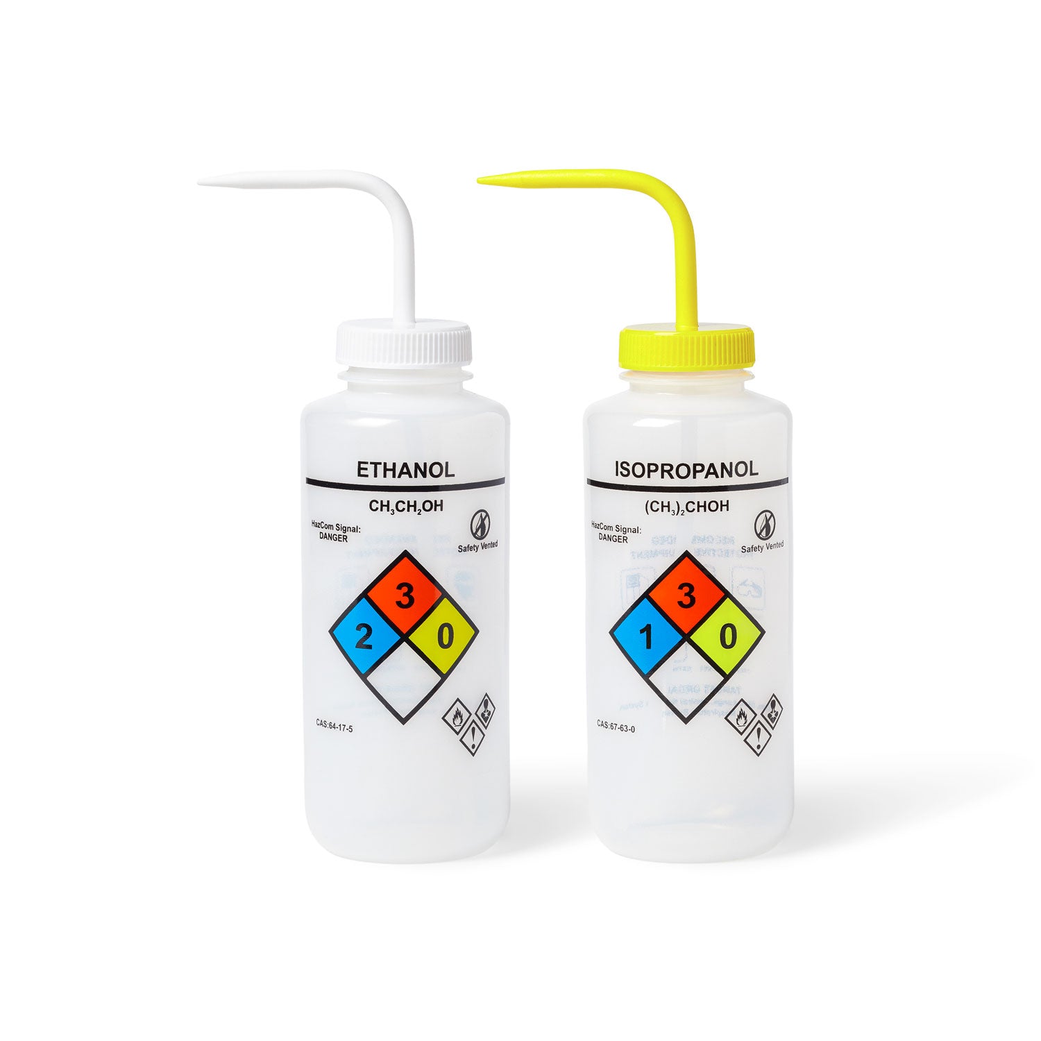 UniSafe™ 1000mL Assorted Vented Wash Bottles – LDPE Safety Squeeze Bottles (Set of 4 – Acetone, Ethanol, Isopropanol, Sodium Hypochlorite)