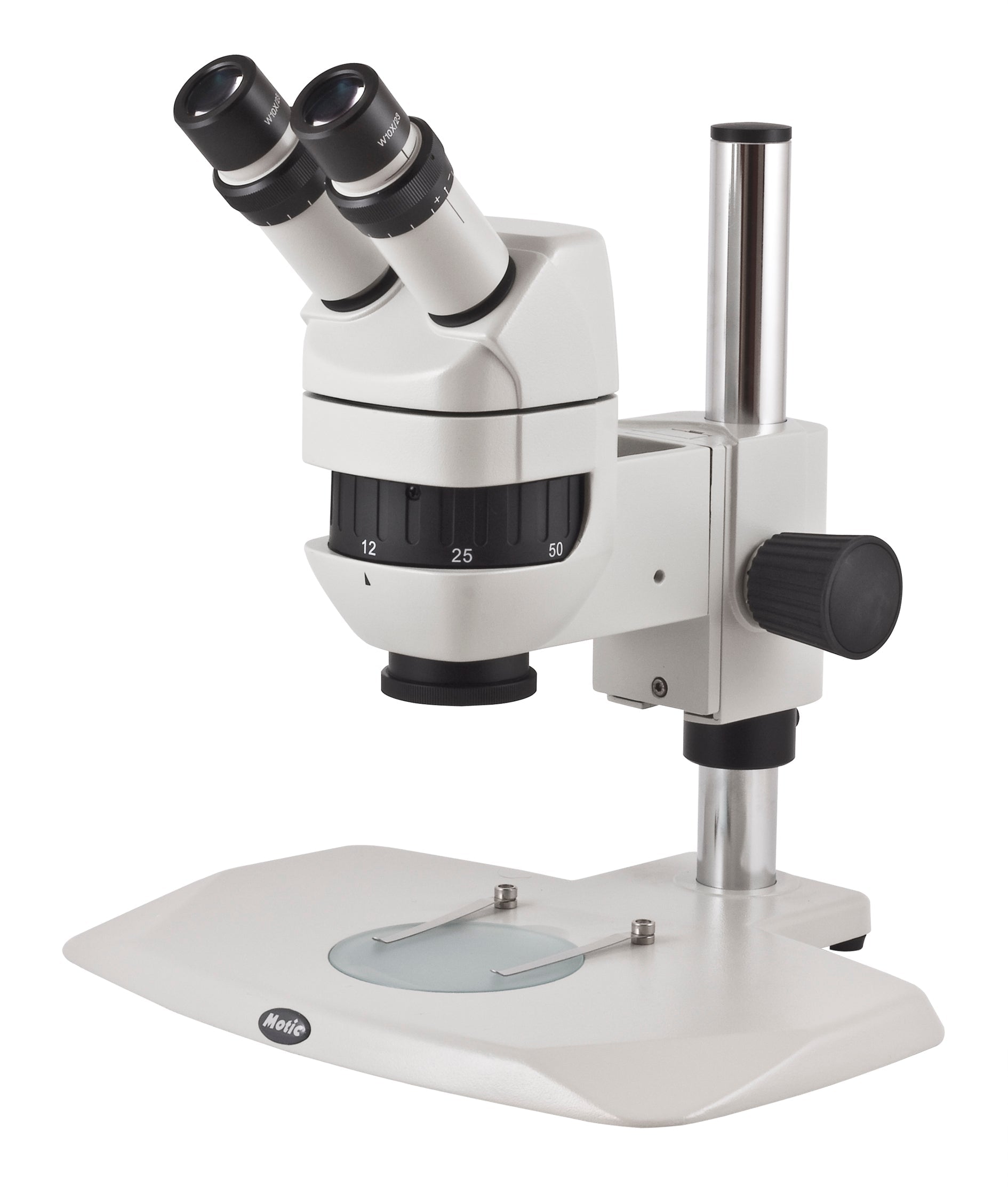 Motic K-400P Binocular Stereo Microscope – CMO Infinity Optical System, 7.5X–50X Magnification, WF10X/23mm Eyepieces, Pole Stand
