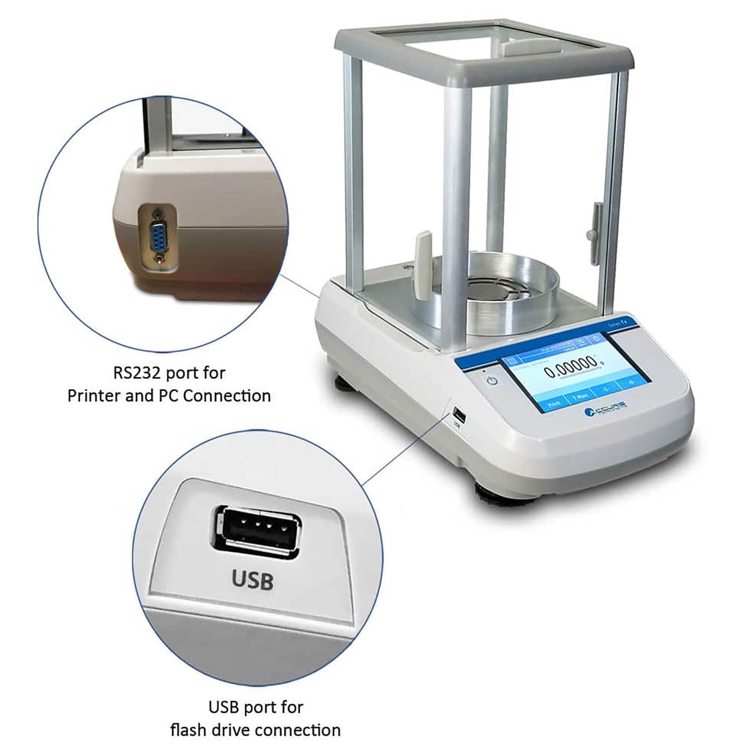 Accuris™ Series Tx Semi-Micro Analytical Balance – Internal Calibration, Touch Screen, 62g x 0.00001g / 120g x 0.0001g, USB & RS232 Connectivity