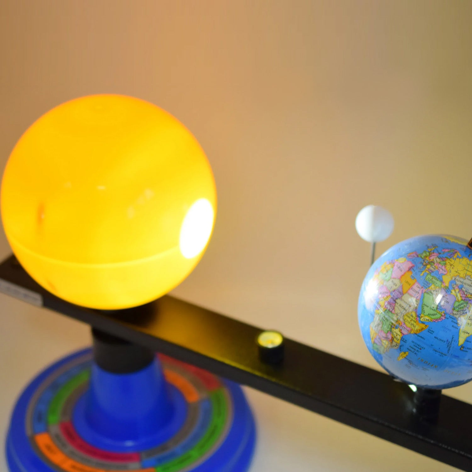Sun, Earth & Moon Orbiter Model – 3D Planetary Motion Demonstrator with LED Sunlight, Seasons & Moon Phases – Includes Experiment Guide – 12.25” – Eisco Labs