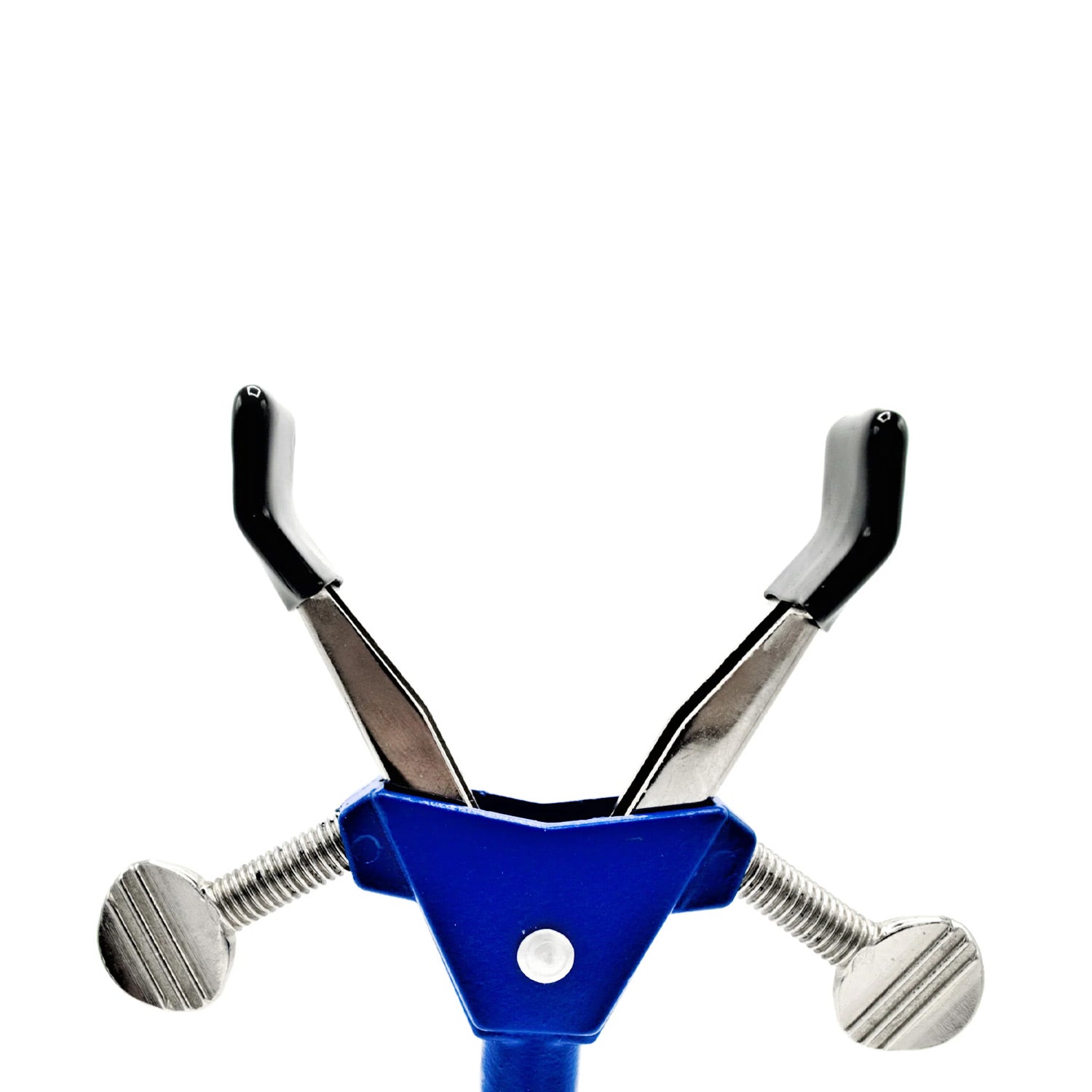 2-Finger Spring Loaded Lab Clamp with Swivel Bosshead – 2.75" Opening, Vinyl Coated Prongs, Zinc Alloy Construction