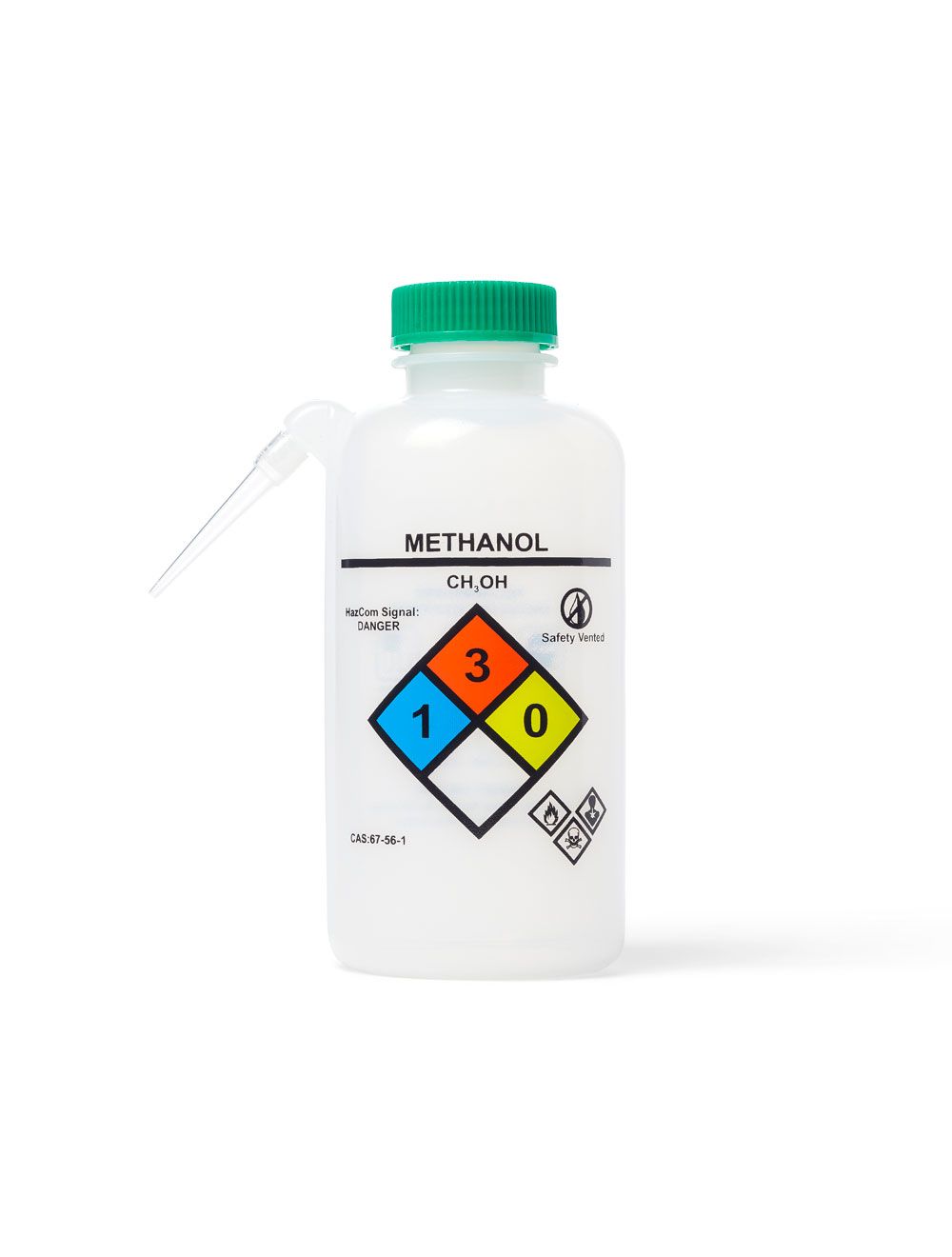 United Scientific® UniSafe™ Methanol Wash Bottle – Unitary LDPE, 500mL, Pack of 6 | OSHA & GHS Compliant
