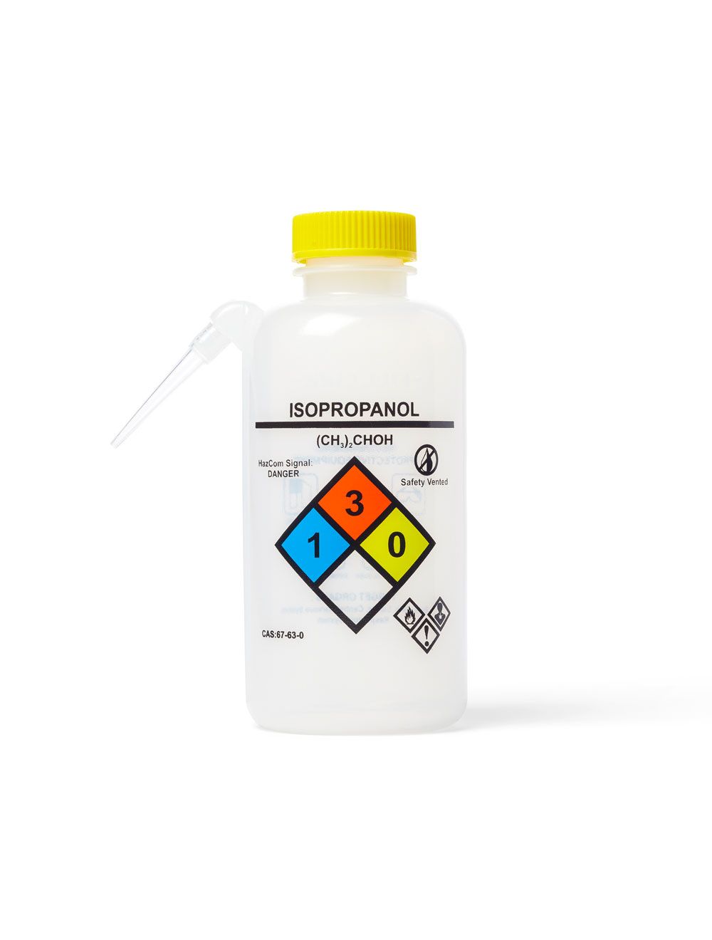 United Scientific® UniSafe™ Isopropanol Wash Bottle – Unitary LDPE, 500mL, Pack of 6 | Lab Safety Dispenser