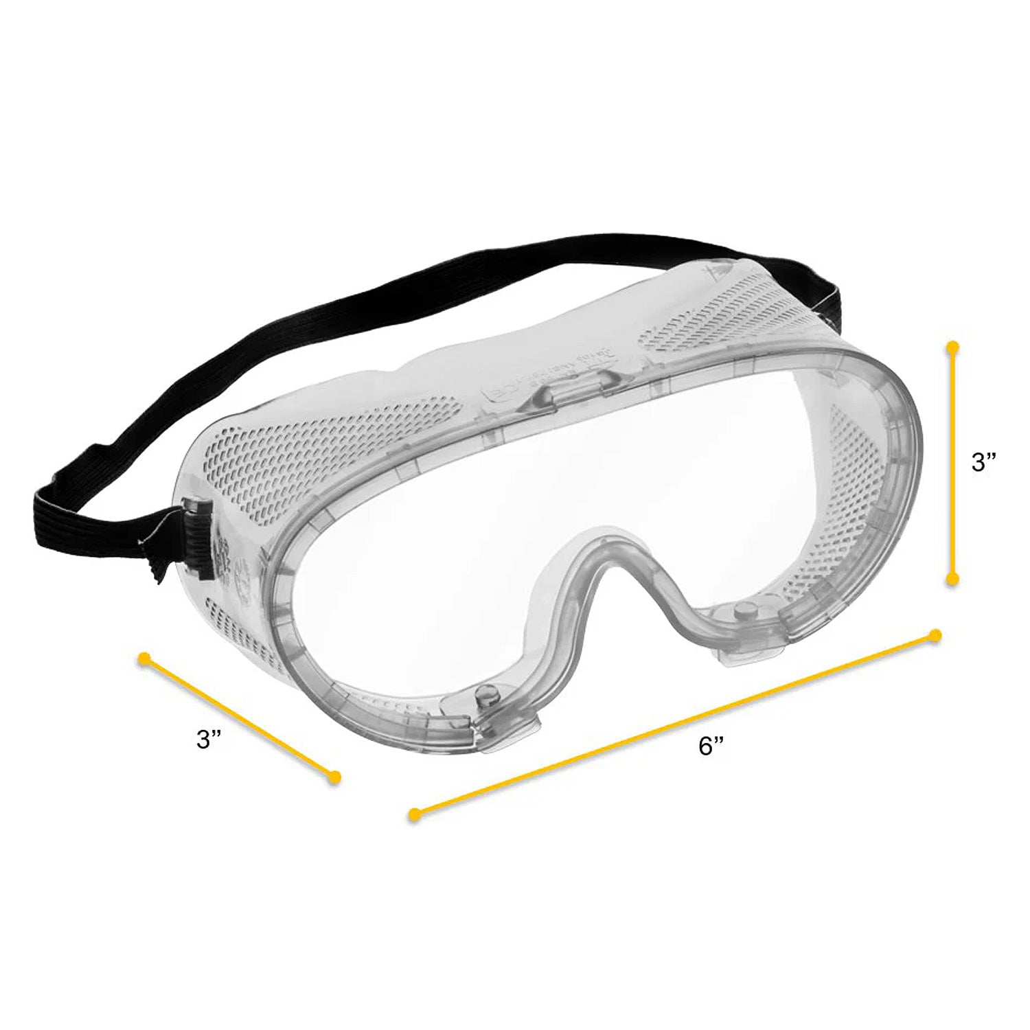 Safety Goggles – Direct Vent, Anti-Fog, Chemical Splash & Impact Resistant – Adjustable Elastic Strap, Fits Over Glasses