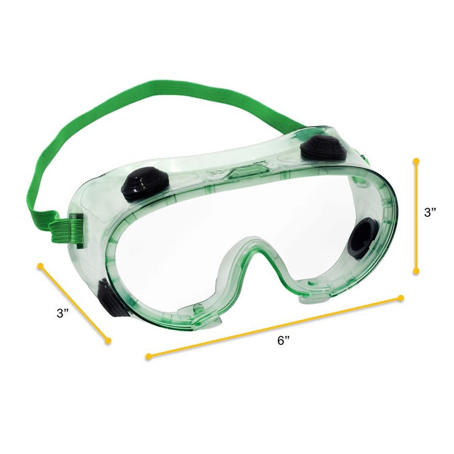 Safety Goggles – Indirect Vent, Anti-Fog Polycarbonate Lens with Adjustable Elastic Strap | Fits Over Glasses – Lab, Industrial & Classroom Eye Protection
