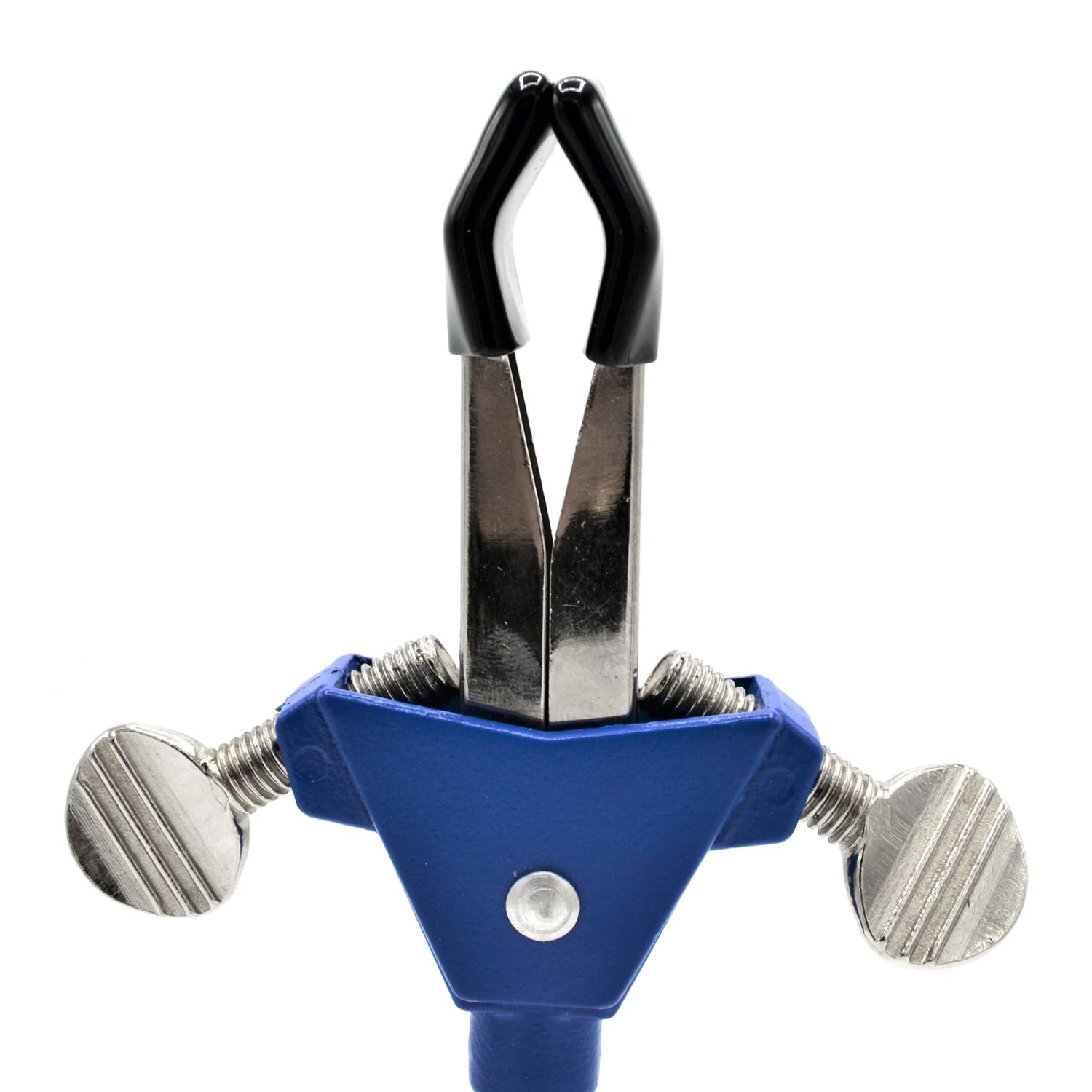 2-Finger Spring Loaded Lab Clamp with Swivel Bosshead – 2.75" Opening, Vinyl Coated Prongs, Zinc Alloy Construction
