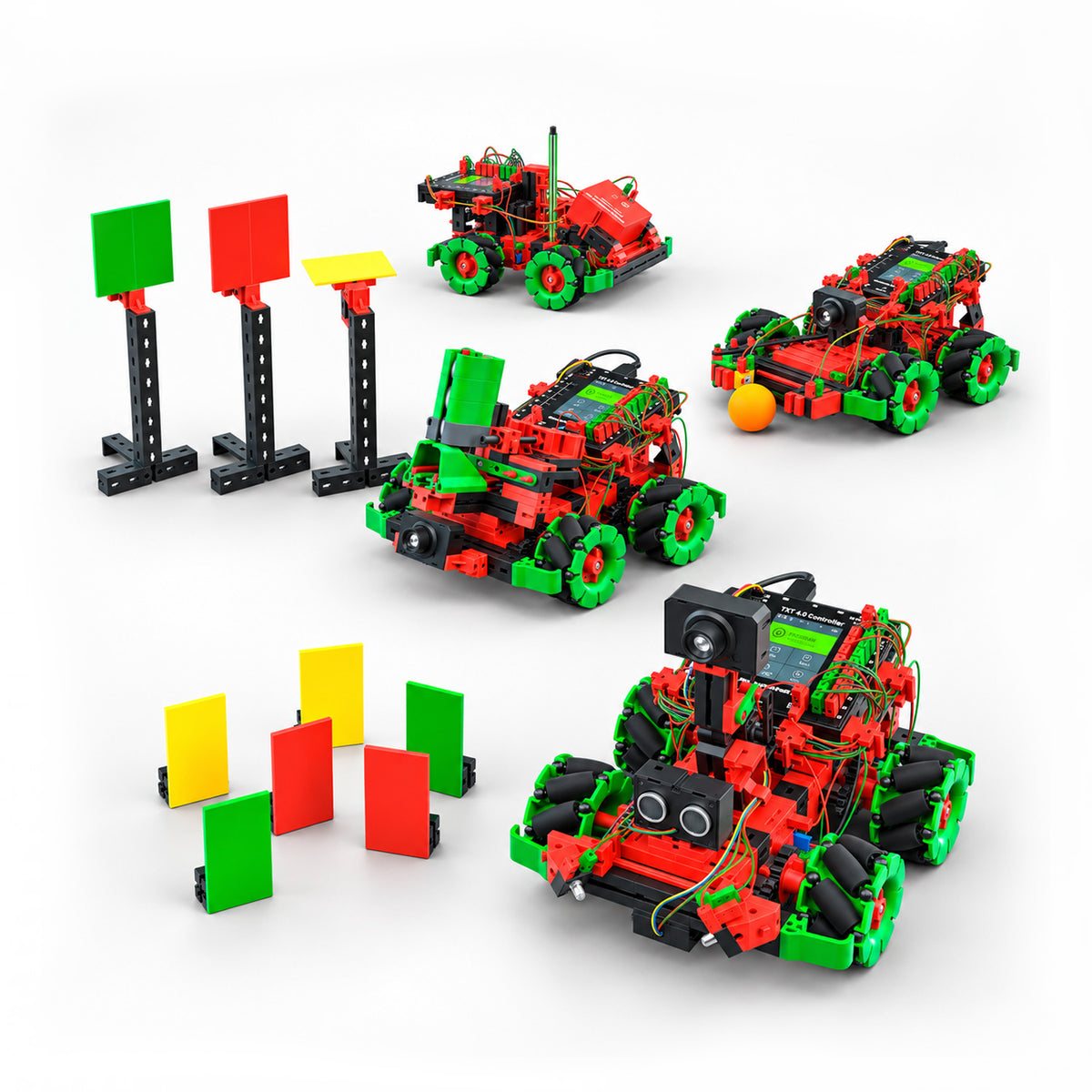 fischertechnik Robotics Add-On Omniwheels STEM Robotics & Coding Expansion Kit, 331 Pieces