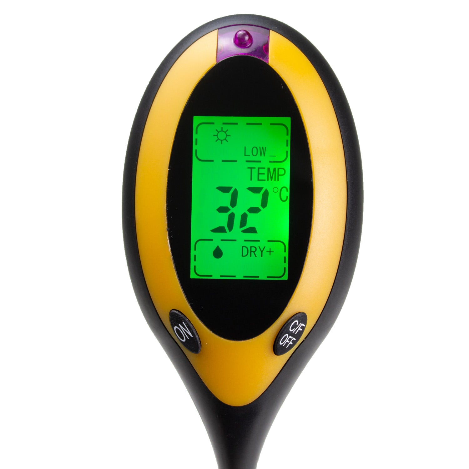 United Scientific® 4-in-1 Soil Meter – Moisture, pH, Temperature & Sunlight Tester with LCD Display and 8" Probe