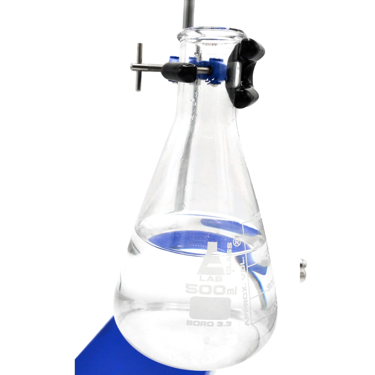 3 Finger Extension Clamp with Swivel Bosshead – Zinc Alloy, Vinyl-Coated Jaws, 3.4" (8.5 cm) Max Opening – Laboratory Retort Clamp for Beakers, Flasks & Test Tubes