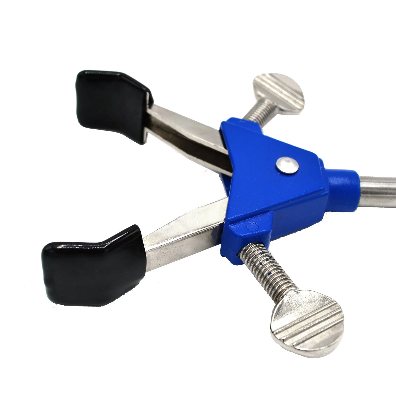 2-Finger Spring Loaded Laboratory Clamp with Stainless Steel Rod – 2.75" Max Opening, Vinyl Coated Prongs, Heavy Duty Lab Clamp for Beakers, Flasks & Test Tubes