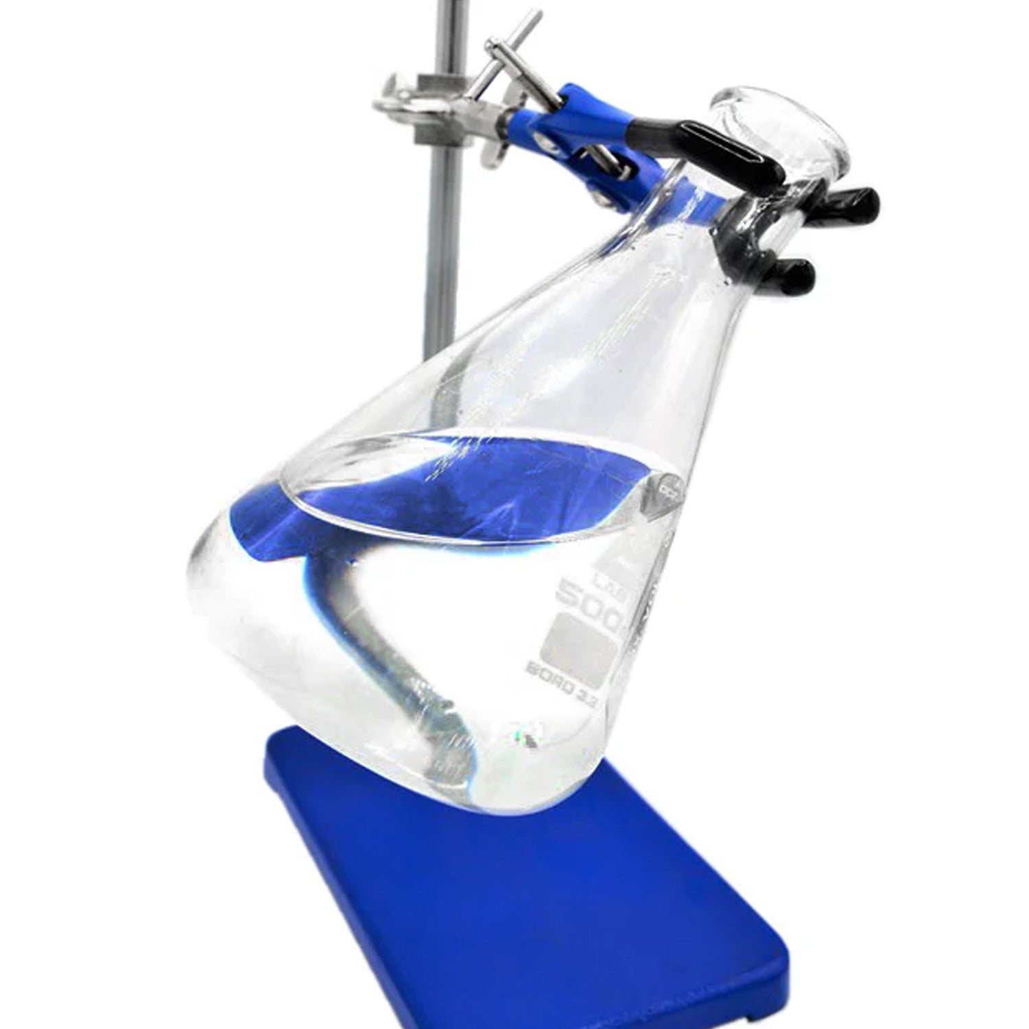 3 Finger Extension Clamp with Swivel Bosshead – Zinc Alloy, Vinyl-Coated Jaws, 3.4" (8.5 cm) Max Opening – Laboratory Retort Clamp for Beakers, Flasks & Test Tubes