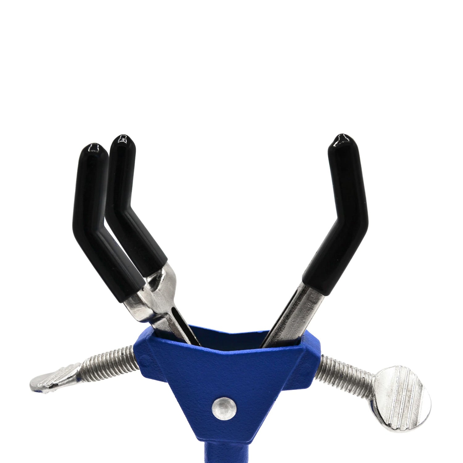 3-Finger Adjustable Lab Clamp with Swivel Bosshead – Heavy-Duty Zinc Alloy, Vinyl-Coated Jaws, 2.4" Opening for Beakers, Flasks & Test T