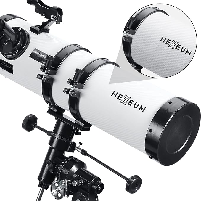 Telescope 130EQ Astronomical Reflector Telescopes - Manual Equatorial Telescope for Adults Astronomy. Comes with 2X Barlow Lens Phone Adapter and Moon Filter, Wireless Control