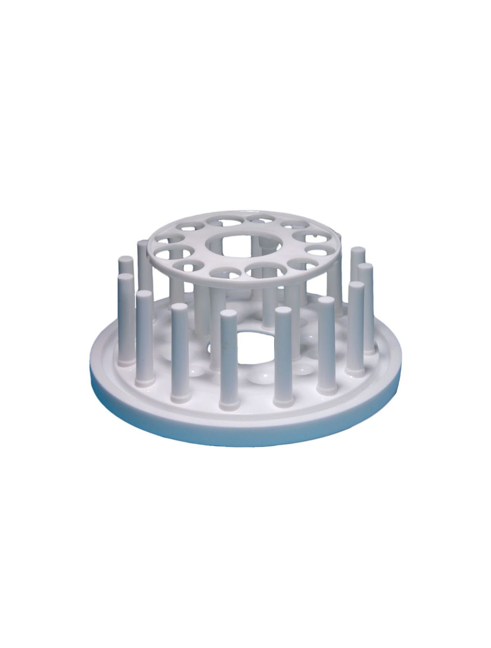 United Scientific® 12-Place Round Plastic Test Tube Rack – Polypropylene Lab Tube Holder with Drying Pins