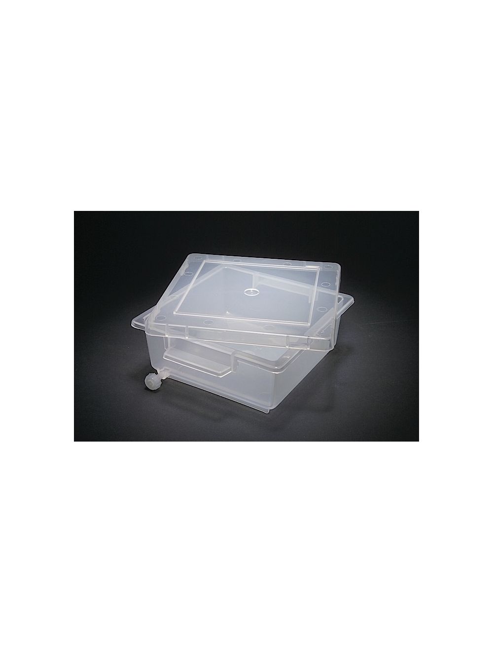 United Scientific® Gel Staining Tray – Polypropylene Electrophoresis Gel Handling & Staining Tray with Lid, Leak-Proof Drain Plug