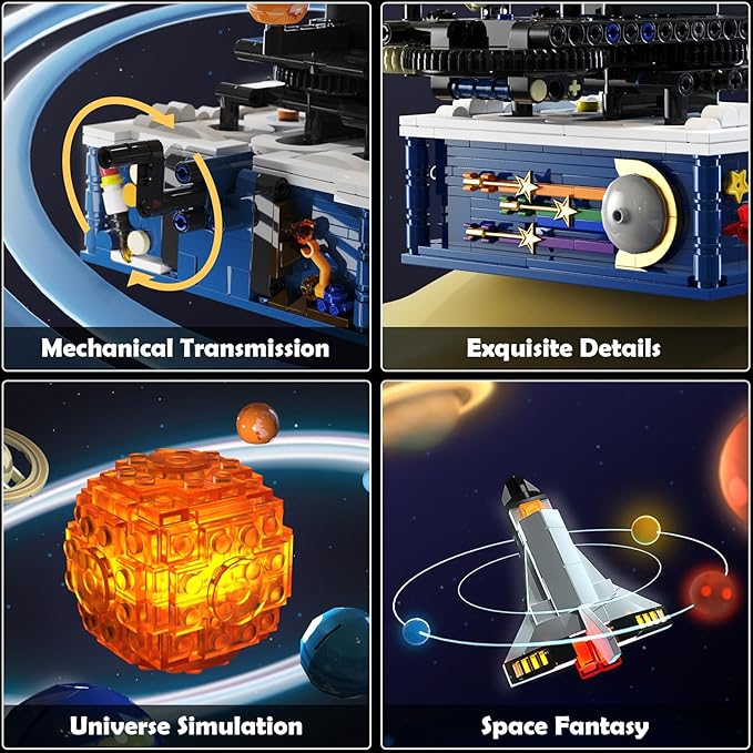 Solar System Building Sets with Light - Rotatable Space Exploration Building Toys with 9 Planets & Rocket Sets Science Astronomy Educational Gifts for Boys Girls Age 6+ Years Old Kids(775 PCS)