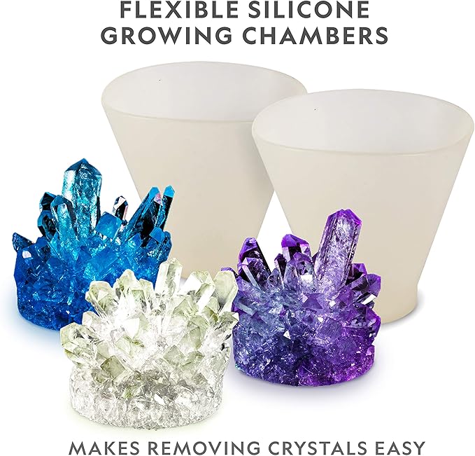 National Geographic Mega Crystal Growing Kit - Grow 6 Crystals with Light-Up Stand, Science Gifts for Kids 8-12