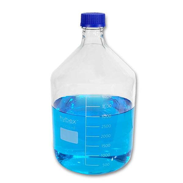 5L hybex™ Borosilicate Glass Media Storage Bottle with GL45 Blue Cap – Chemical Resistant, Autoclavable, 1/ea
