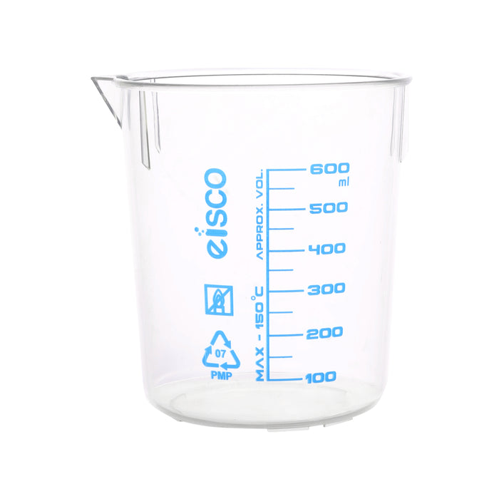 100mL TPX Plastic Beaker with Spout – Blue Graduations, Heat & Chemical Resistant Lab Beaker – Eisco Labs
