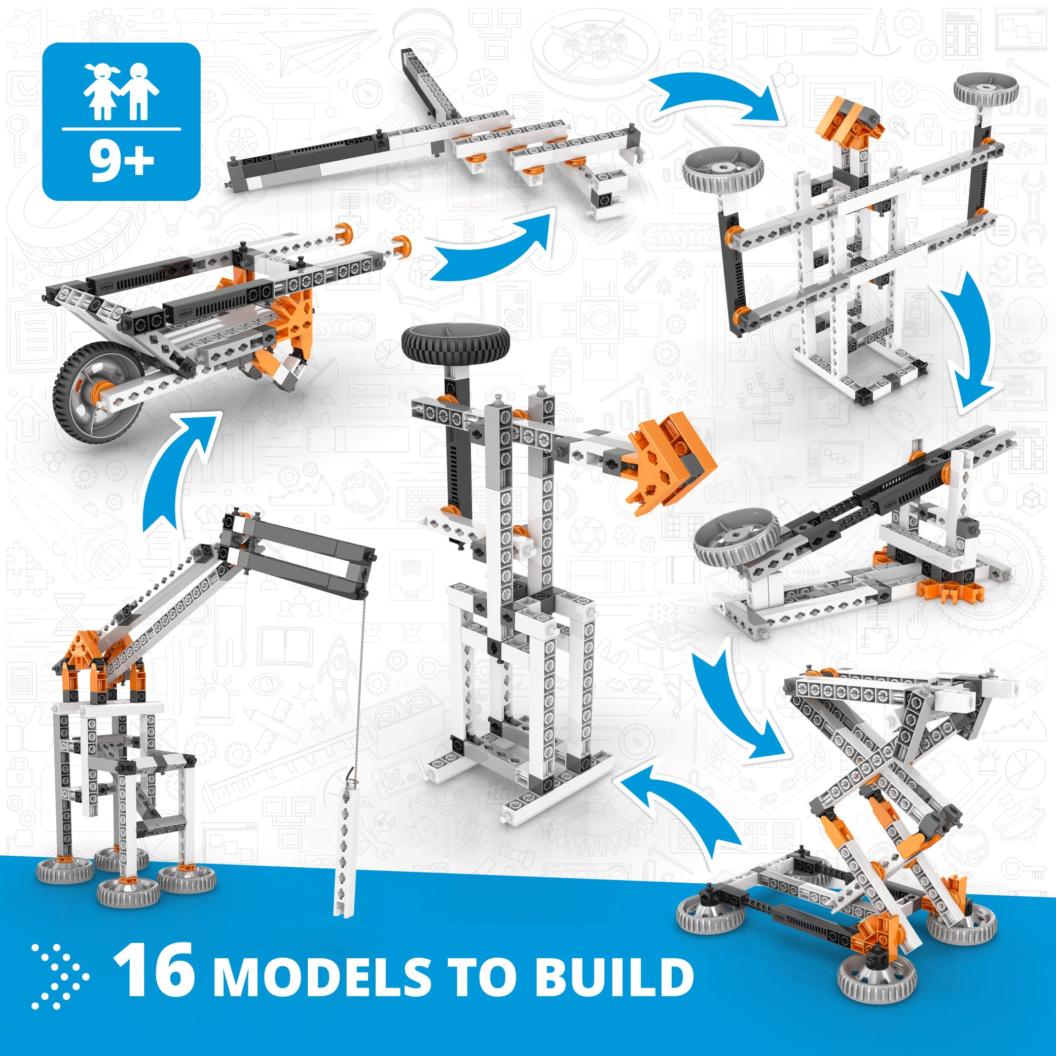 Engino® STEM Mechanics Kit – Levers & Linkages | Build 16 Educational Engineering Models