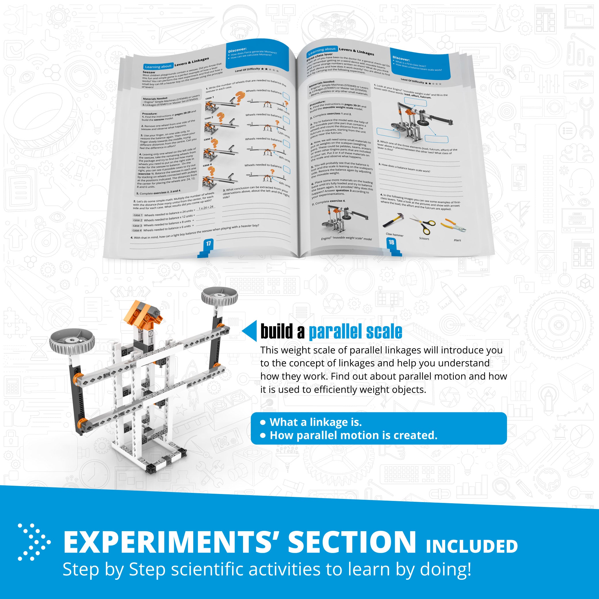 Engino® STEM Mechanics Kit – Levers & Linkages | Build 16 Educational Engineering Models
