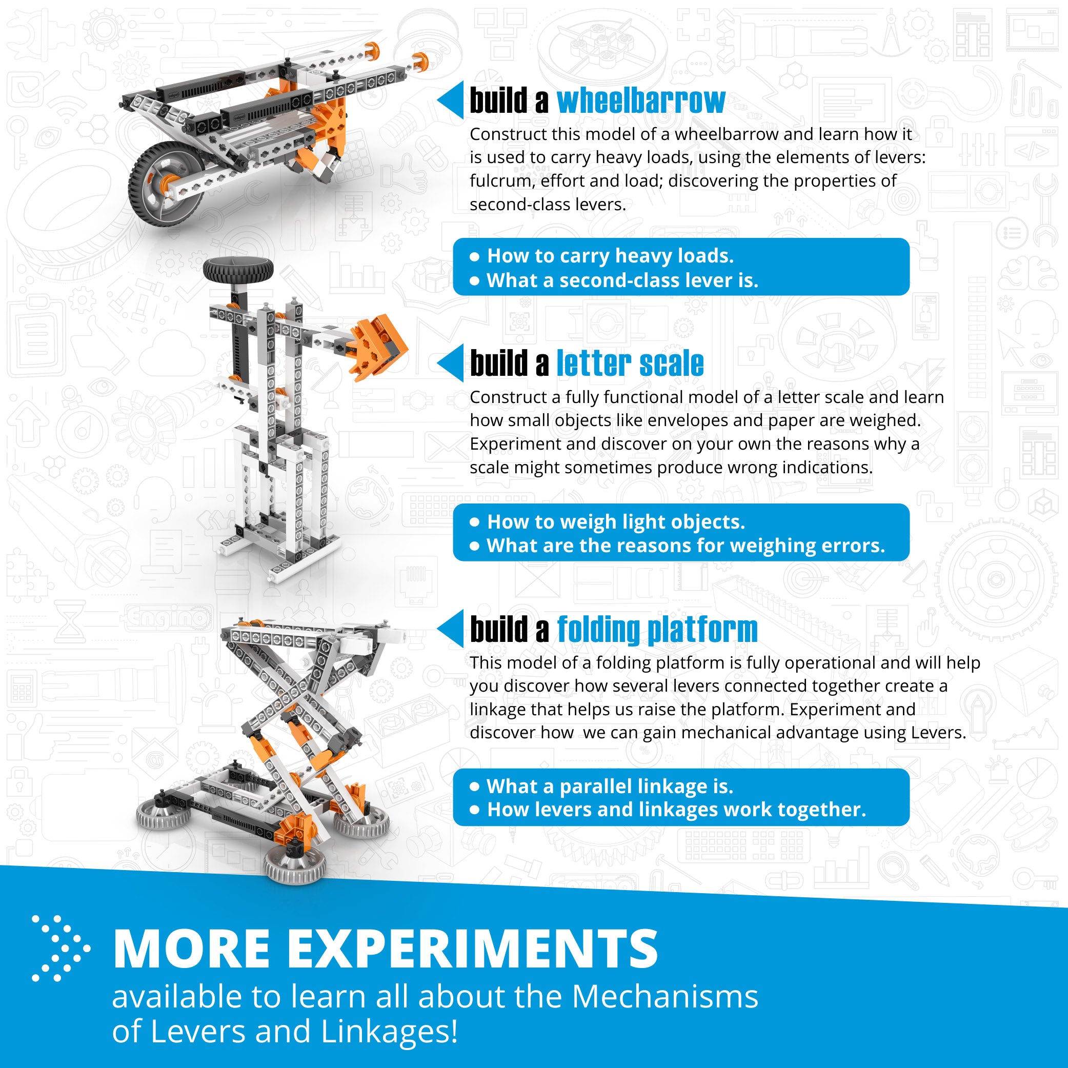 Engino® STEM Mechanics Kit – Levers & Linkages | Build 16 Educational Engineering Models