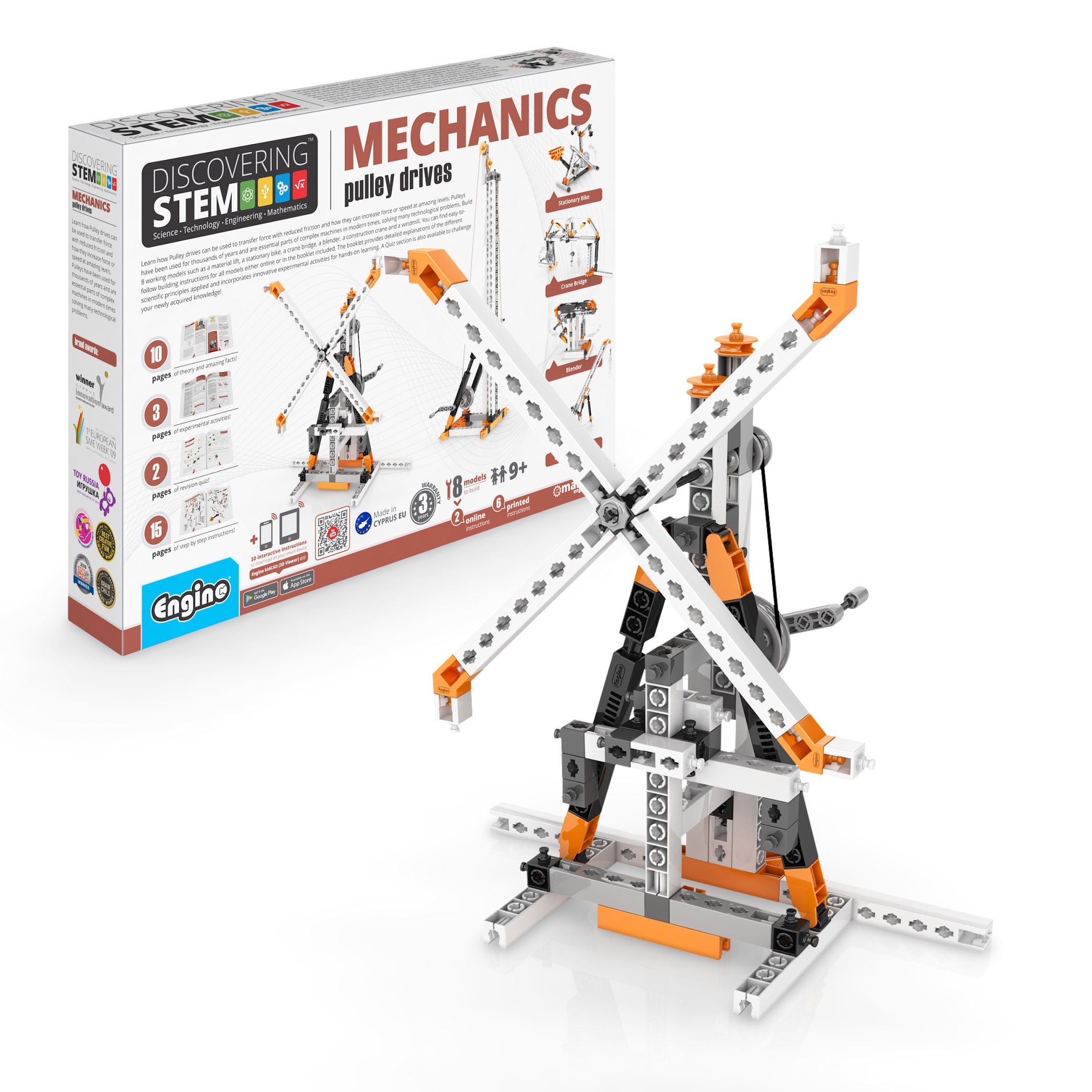 Engino® STEM Mechanics Pulley Drives Kit – Build 8 Working Models with Hands-On Physics & Engineering Experiments