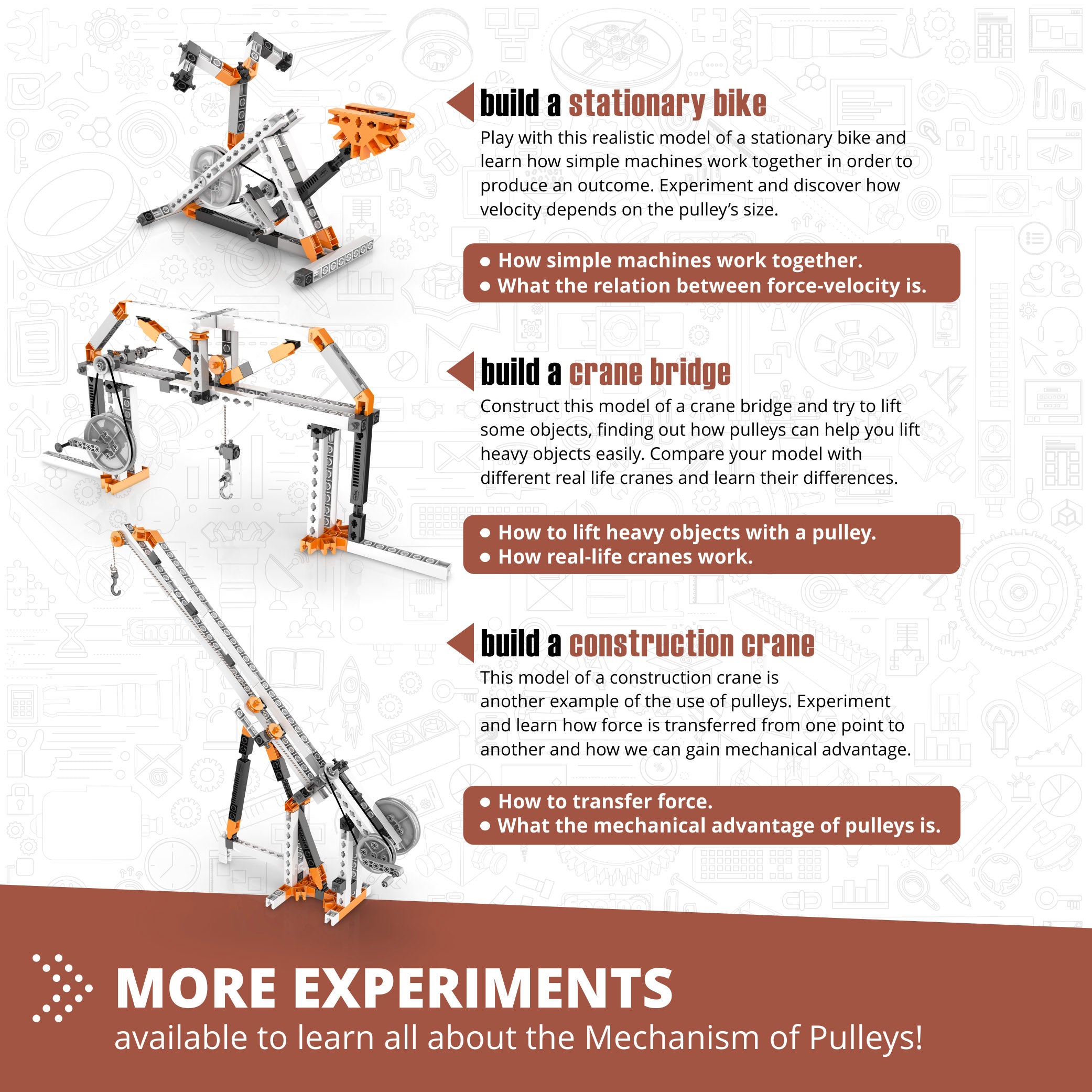 Engino® STEM Mechanics Pulley Drives Kit – Build 8 Working Models with Hands-On Physics & Engineering Experiments