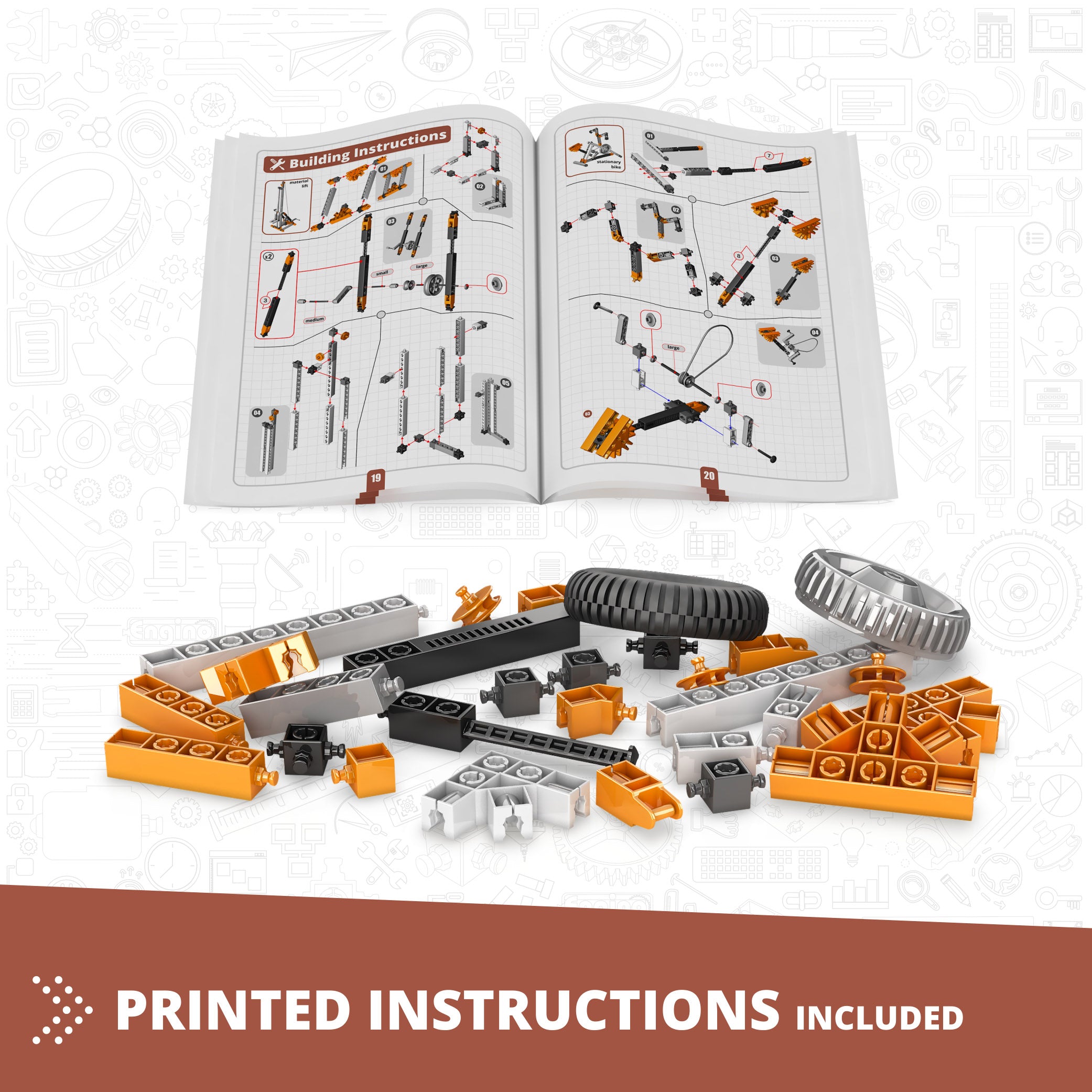 Engino® STEM Mechanics Pulley Drives Kit – Build 8 Working Models with Hands-On Physics & Engineering Experiments