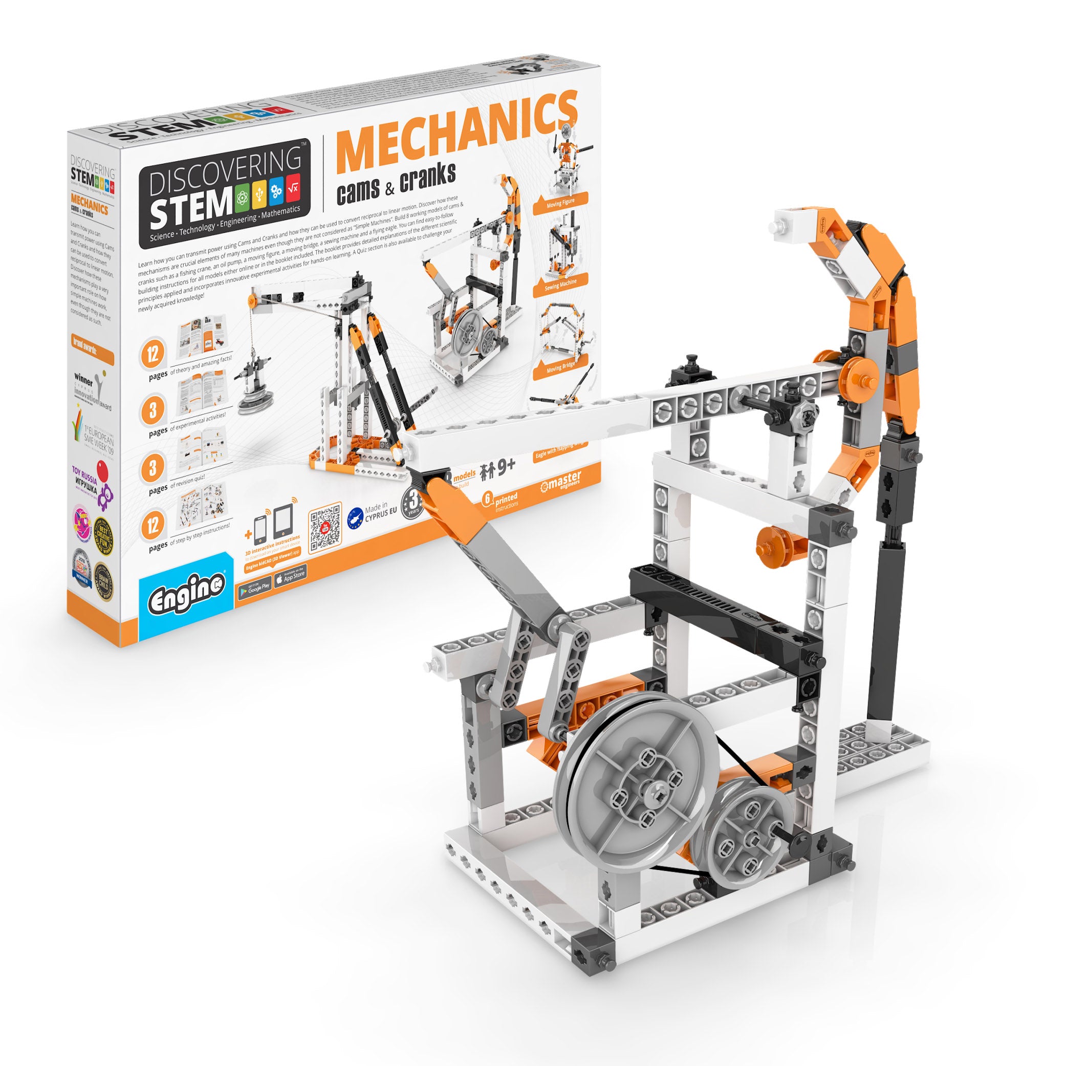 Engino® STEM Mechanics Kit – Cams & Cranks | Build 8 Working Models | Engineering & Physics Learning Toy