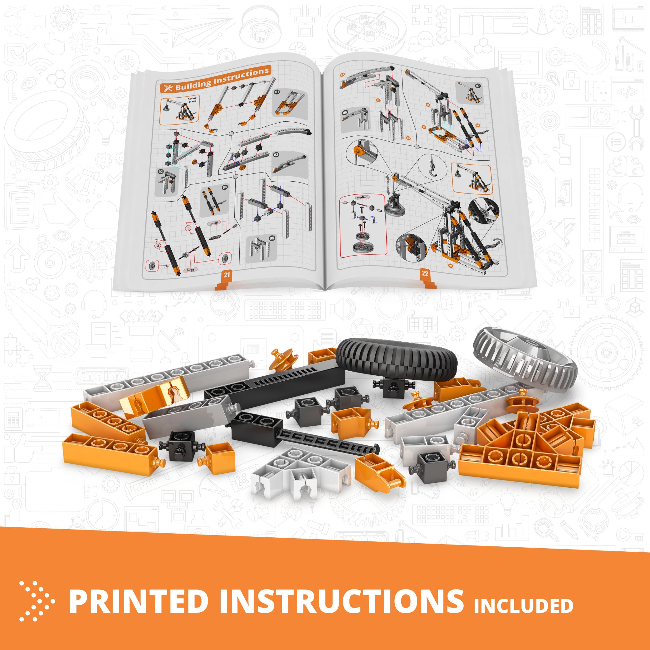 Engino® STEM Mechanics Kit – Cams & Cranks | Build 8 Working Models | Engineering & Physics Learning Toy