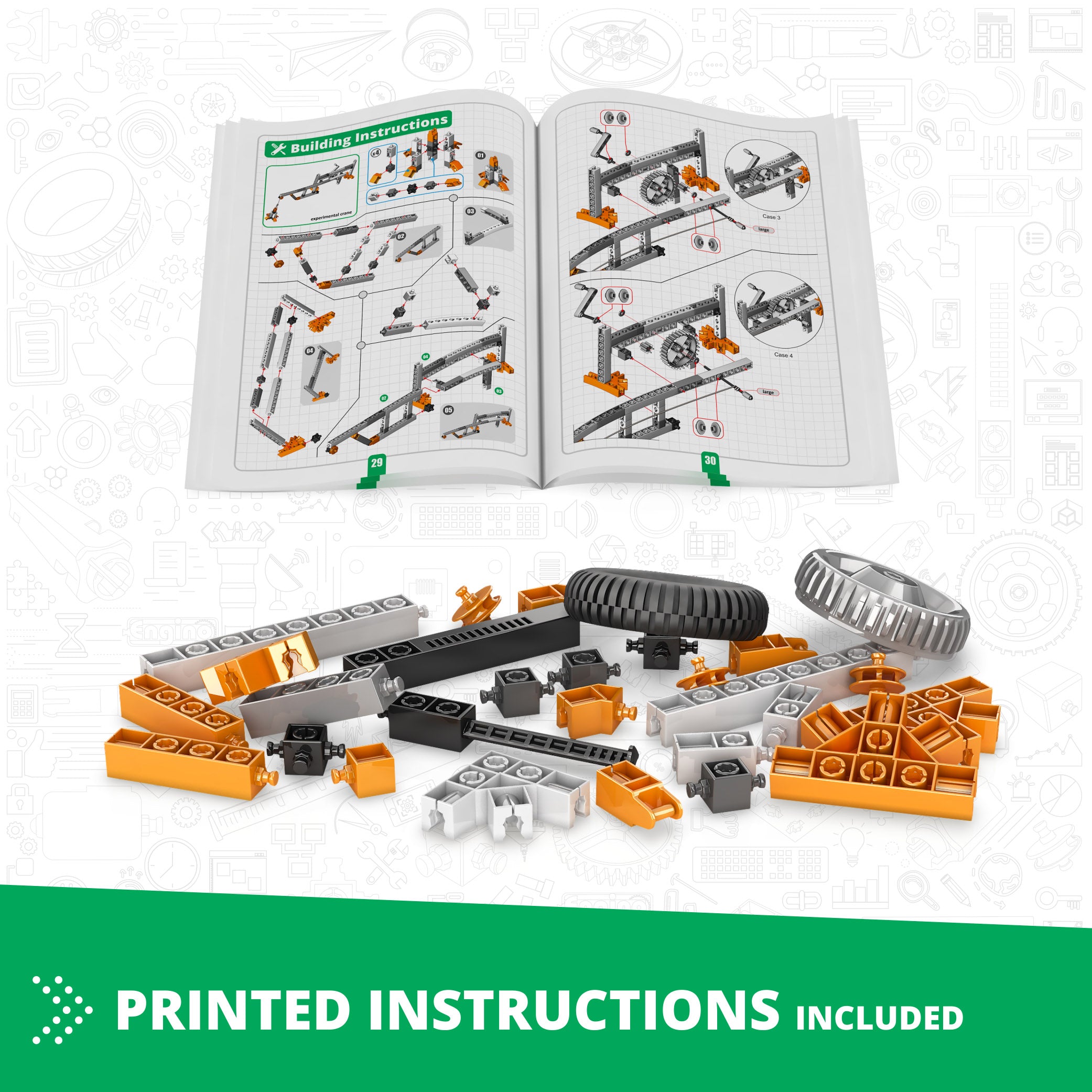 Engino® STEM Mechanics Kit – Gears & Worm Drives | Build 12 Engineering Models | Educational Robotics & Physics Learning Set